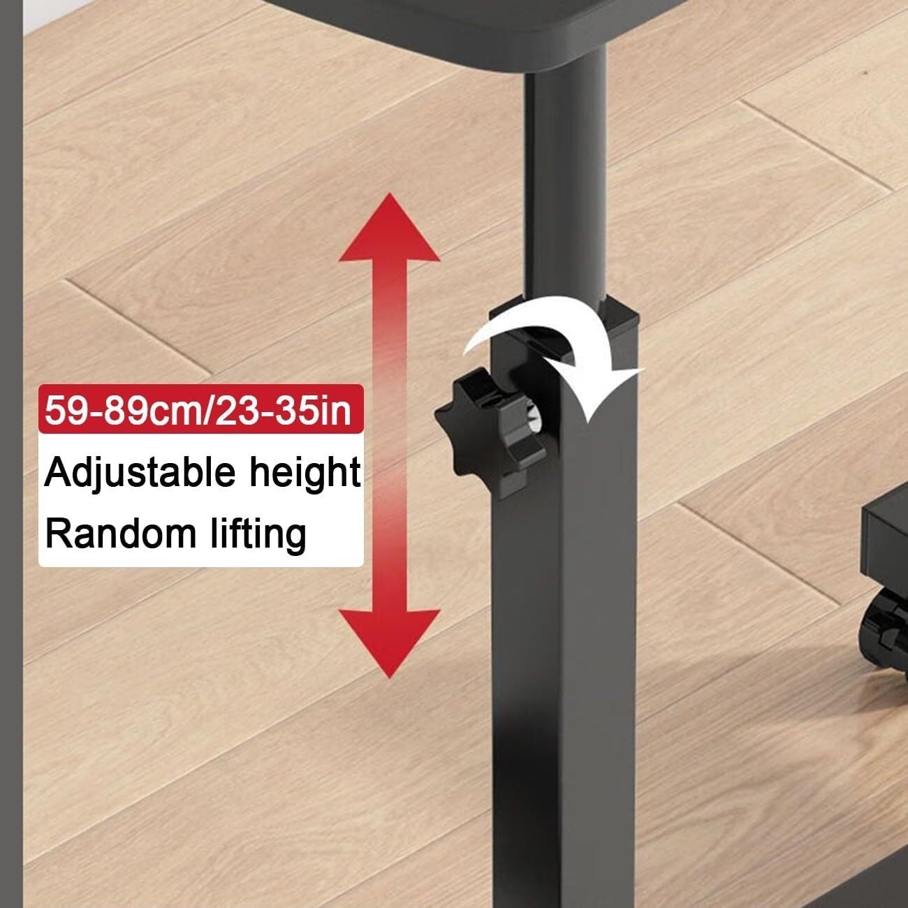 Mobile Overbed Table with Wheels, Adjustable C-Shaped Side Table, Hospital Bed Table Laptop Desk, Rolling Tray Table with Foldable Design, Height Adjustable, Sturdy, Easy Assembly