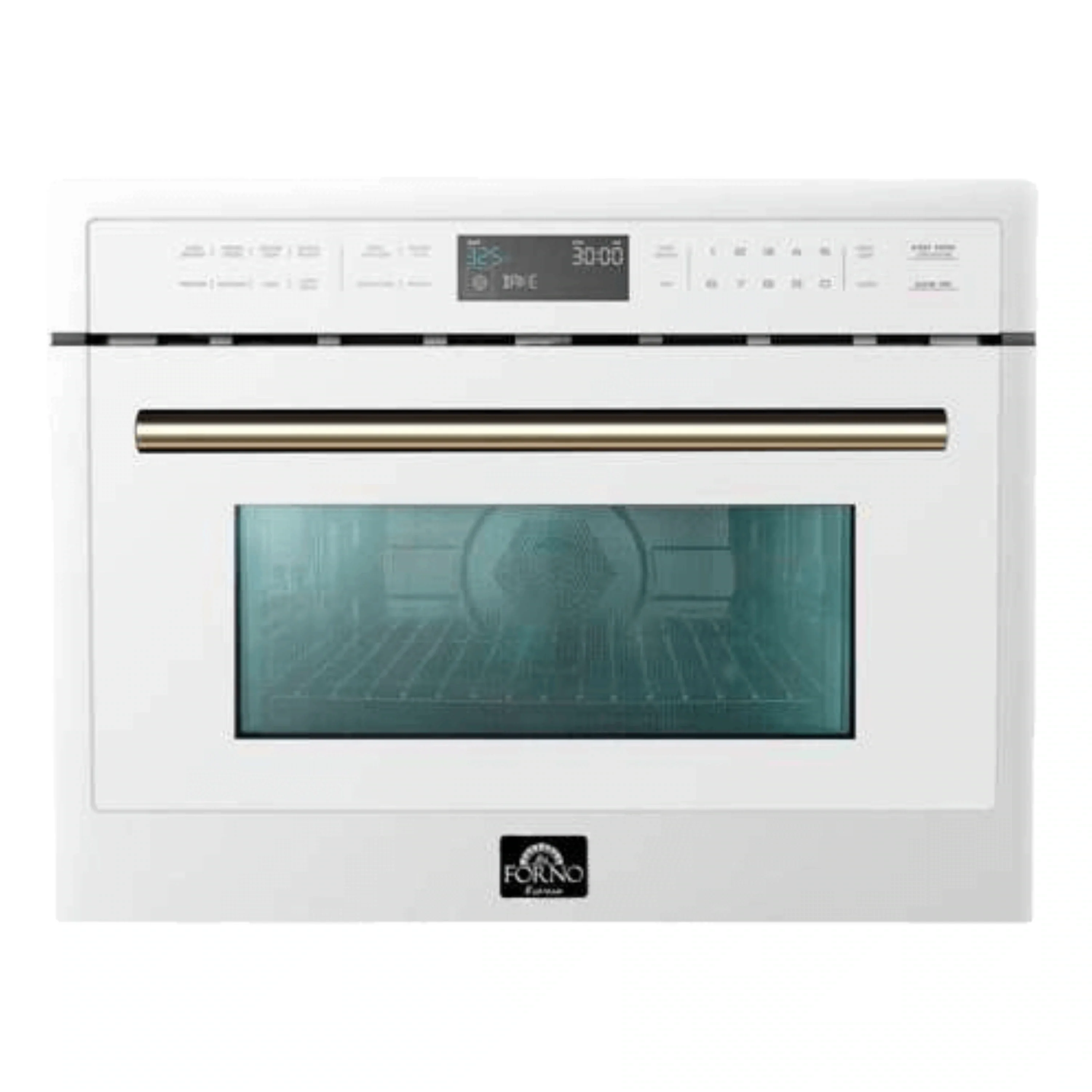 Forno Oliena Espresso 24-Inch 1.6 Cu.ft Microwave Oven in White with Antique Brass Trim (FMWDR3093-24WHT)