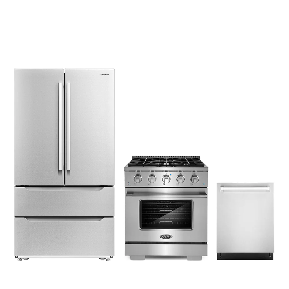 Cosmo 3 - Piece Appliance Package - 30-Inch Gas Range, 24-Inch Dishwasher and French Door Refrigerator (COS-3PKG-095)