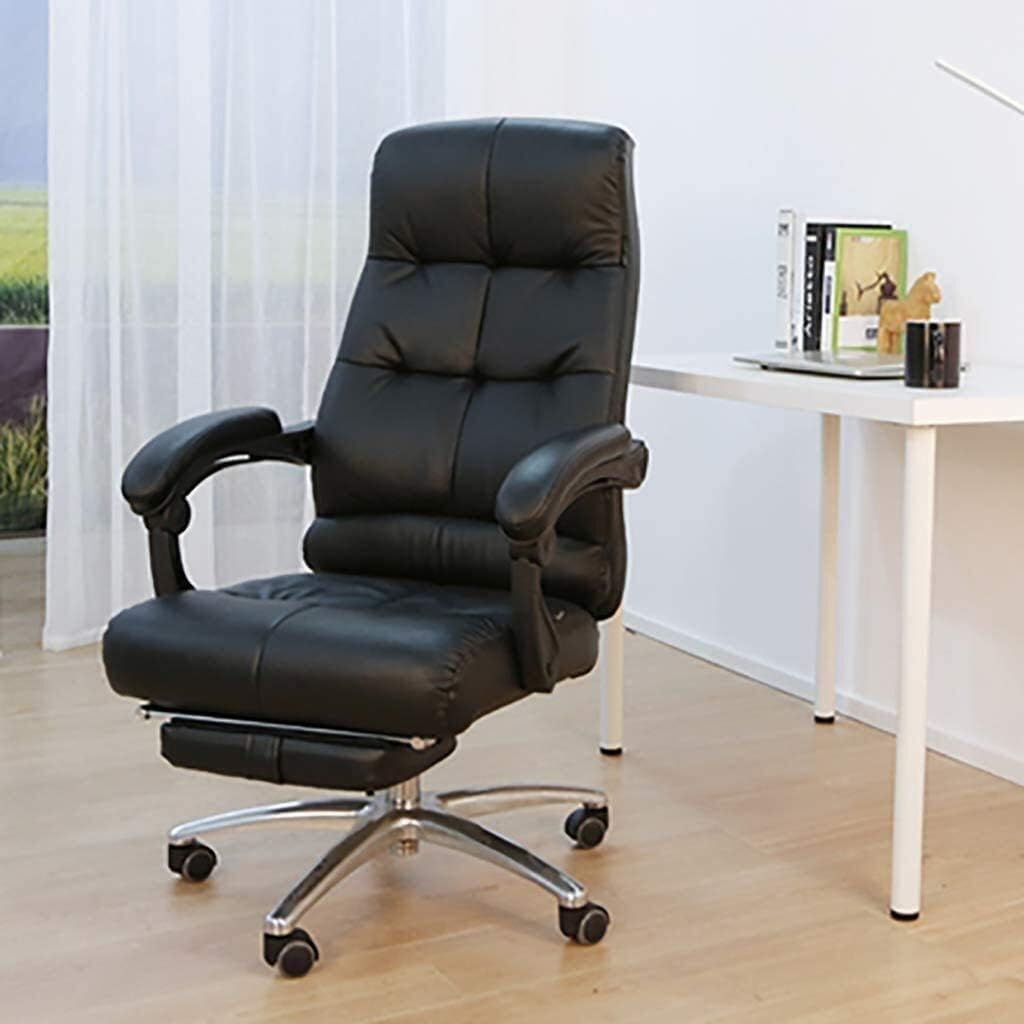 Executive Swivel Adjustable Swivel Office Desk Chair with Armrests Lumbar Support Desk Ergonomic Chair Chairs Degree Large Angle Reclining Office Leather Swivel Chair Boss,