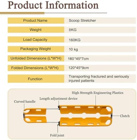 Foldable Aluminum Stretcher, 350lbs Capacity, 63