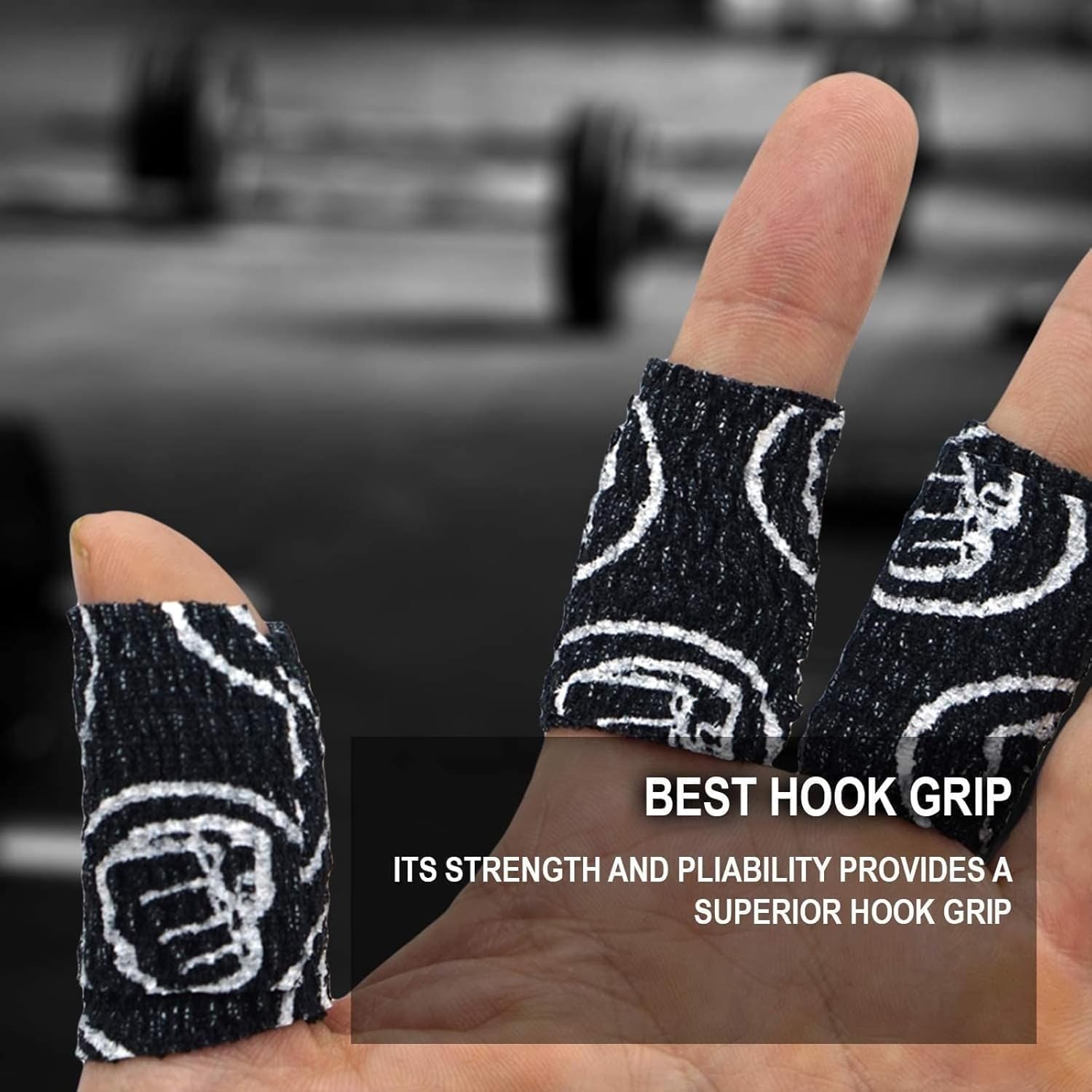 WOD Nation Flexible Hook-Grip Athletic Tape – Easy-Tear, Sweat-Proof Thumb & Finger Strips for Weightlifting