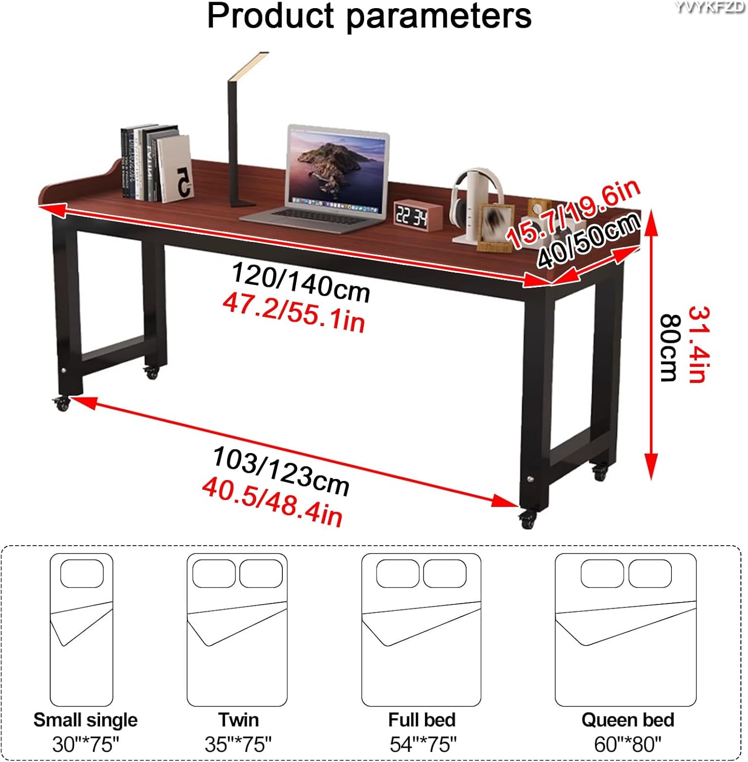 Mobile Overbed Table, Bedside Table with 360° Wheels, Standing Over Bed Table, Rolling Medical Over The Bed Desk for Hospital and Home Use