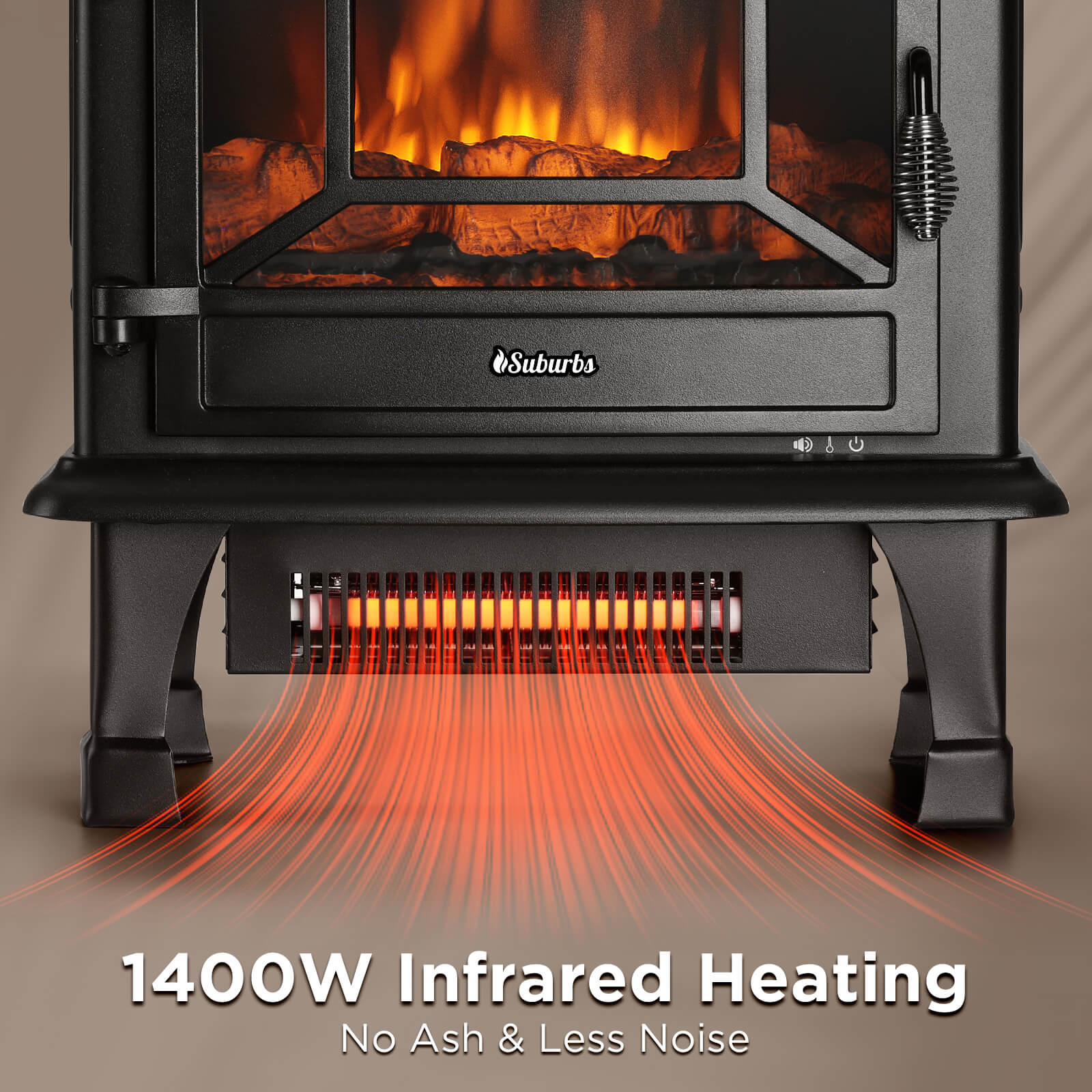 TURBRO Suburbs TS20-SD Electric Fireplace Stove Heater with Sound (707-98-120ASD)