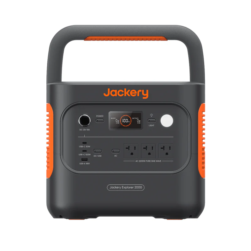 Jackery Explorer 2000 v2 Indoor Friendly Portable Power Station, 2042Wh LiFePO4 Battery, 2200W Solar Generator, USB-C PD 100W Fast Charging for Camping, Home Use