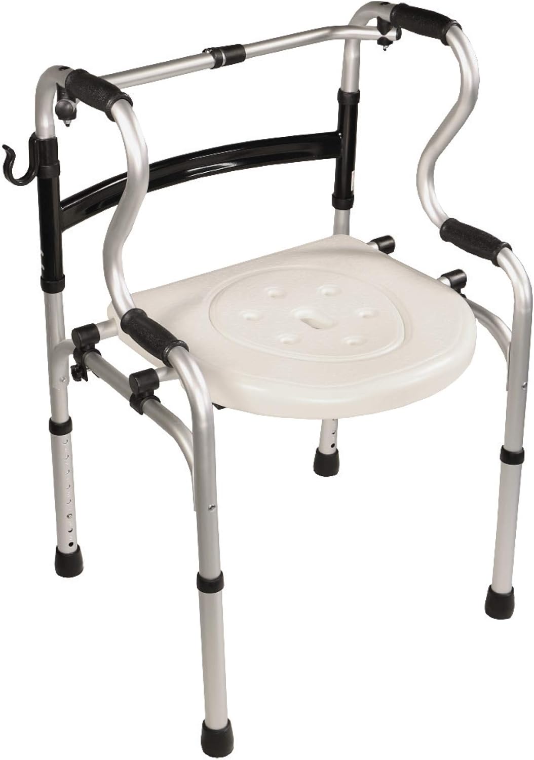 PCP Dual Folding 5-in-1 Bathroom Mobility & aid Commode Walker seat, Height Adjustable Daily Living aid, Regular