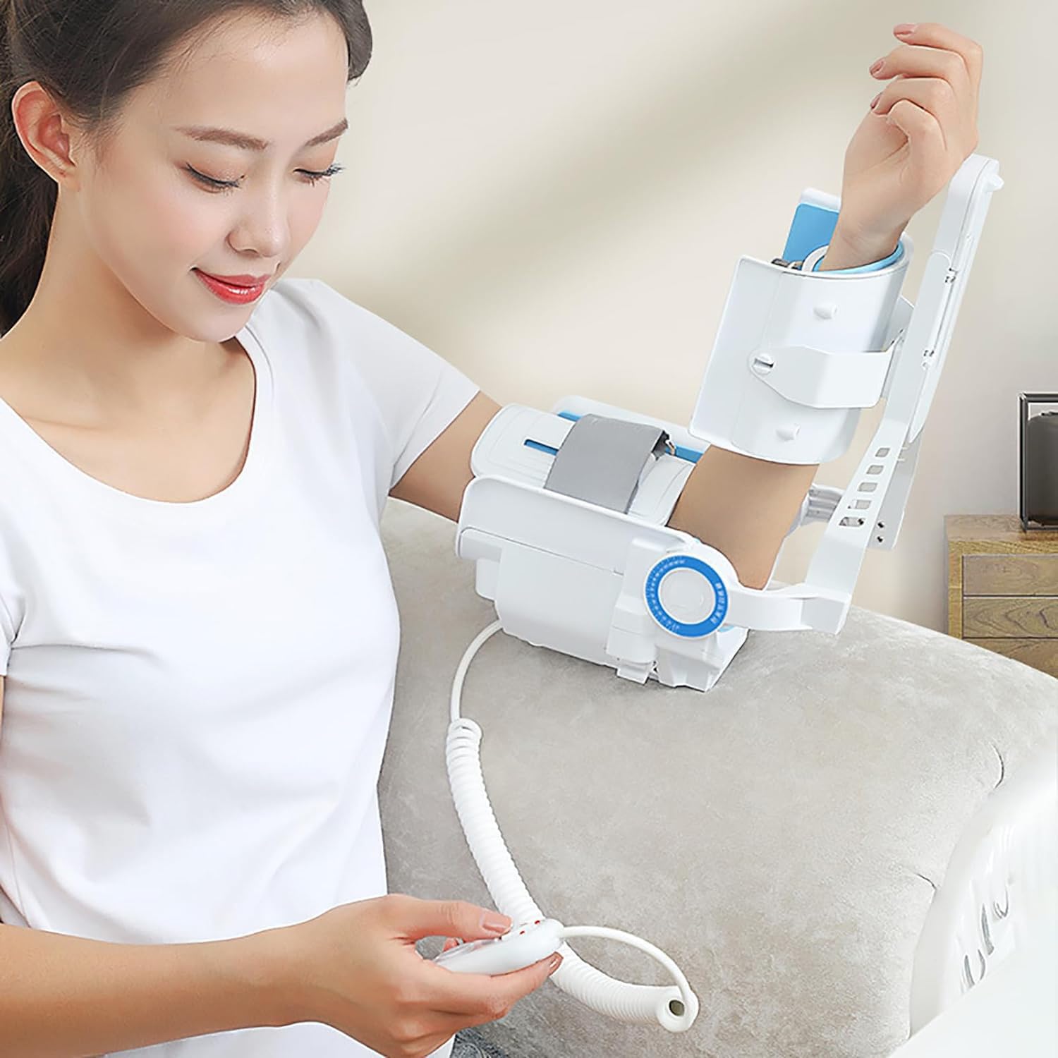 Hinged Elbow Brace Arm Exerciser,Electric Elbow Joint Rehabilitation Device,-5~150°Full-Angle Exercise and Adjustable Speed w/Remote