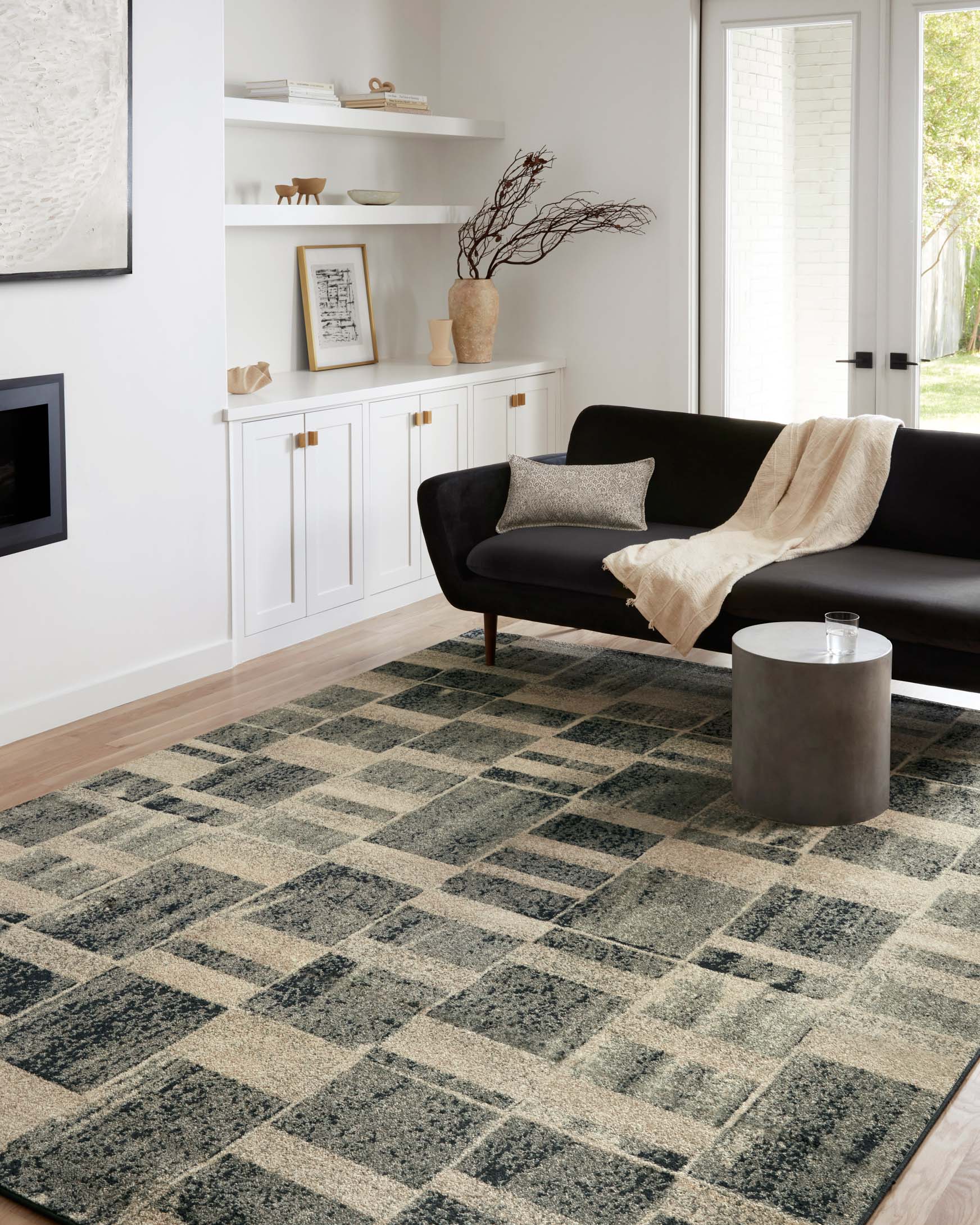 Loloi II Bowery Collection - Contemporary Power Loomed Rug in Storm & Sand (BOW-03)