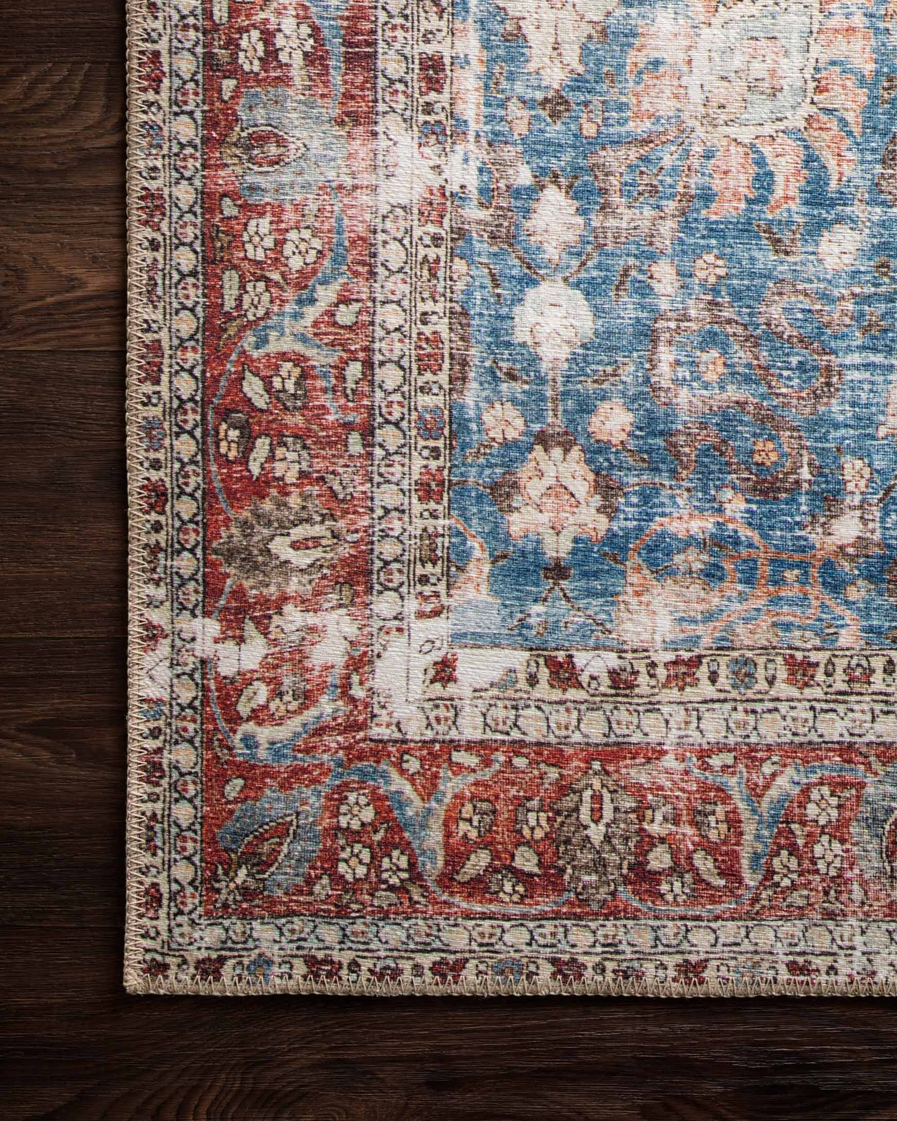 Loloi II Loren Collection - Traditional Power Loomed Rug in Blue & Brick (LQ-01)