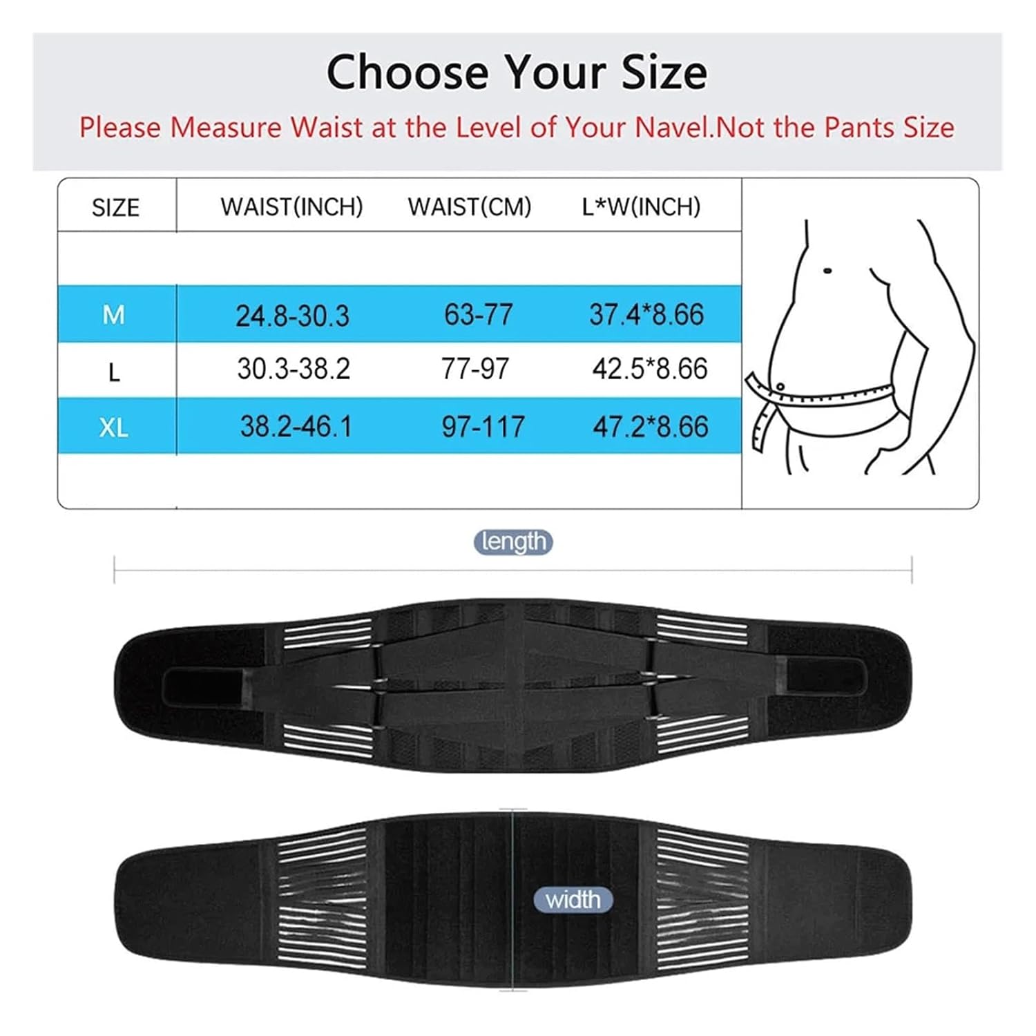 Lower Back Brace with 6 Stays Anti-skid Orthopedic lumbar Support Breathable Waist Support Belt for Gym(Large)