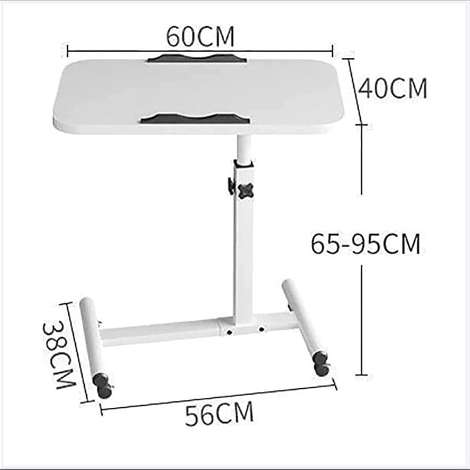 Adjustable Overbed Table with Wheels - Portable Bedside Laptop & Reading Table for Nursing, Eating, and Working - Ideal for Hospital and Home Use