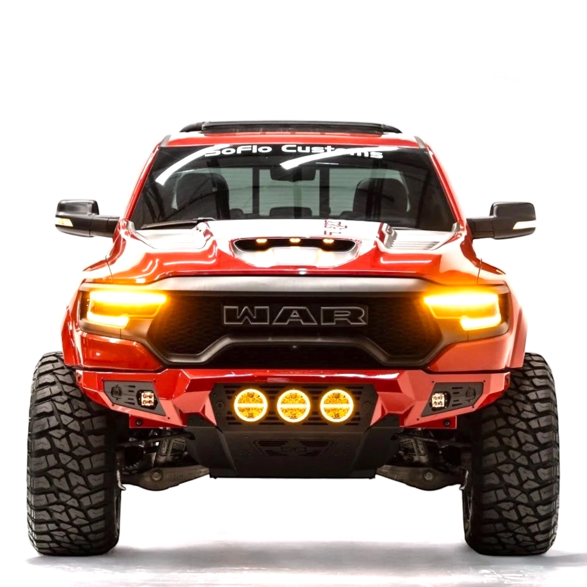 RAM TRX Baja Front Bumper w/ 3 Center Lights & Skid Plate 2021-2024