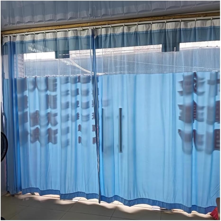 Rygcrud School Nurse Clinic Privacy Curtains, Flame Retardant Drape with Bendable Track, Room Divider for Beauty SPA, Ceiling Mount(Light Blue,2.5 * 2.7m)
