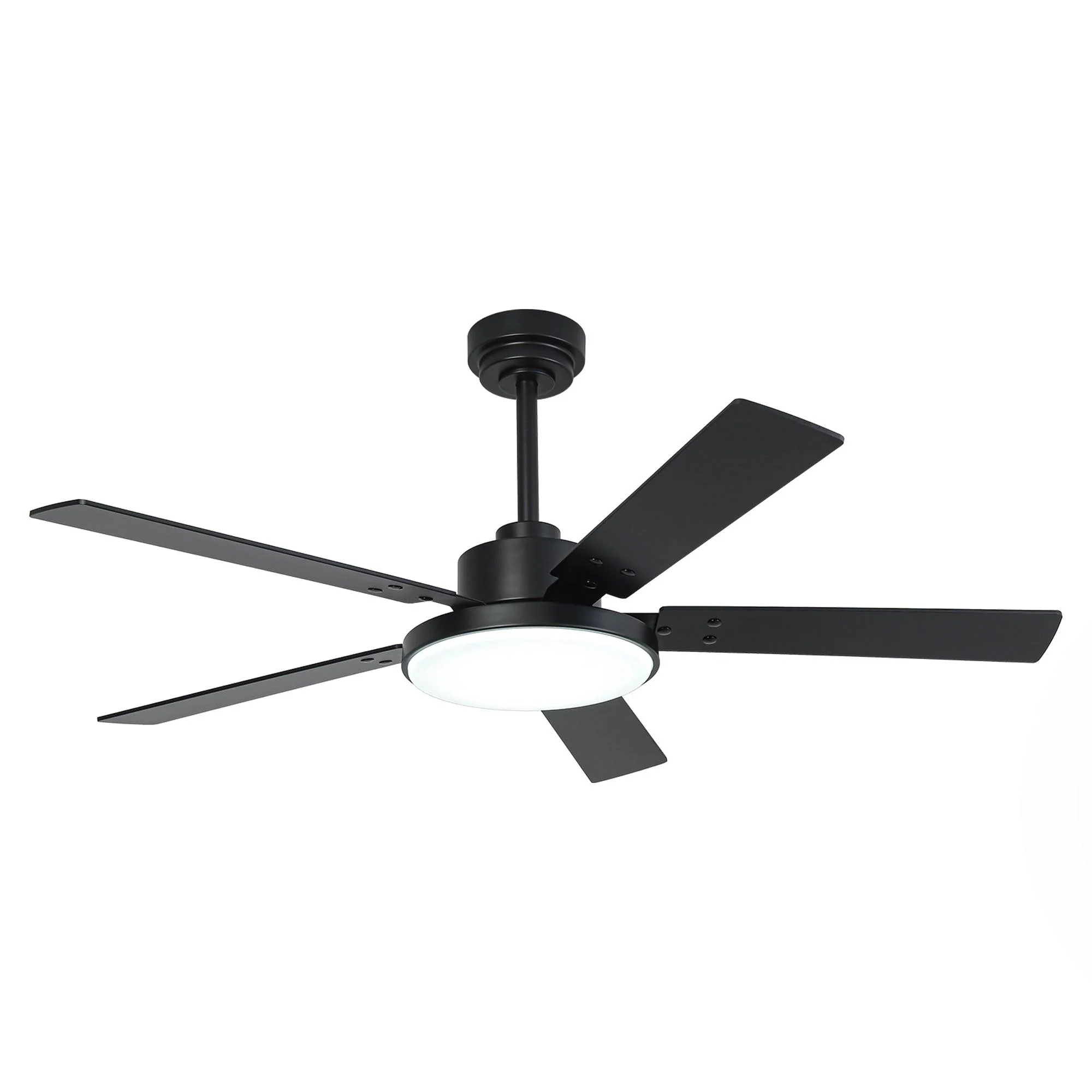 Parrot Uncle Vaczon 52-Inch 5 Blades DC Motor Modern Downrod Ceiling Fan with LED Light and Remote Control (VZA01A117BK)