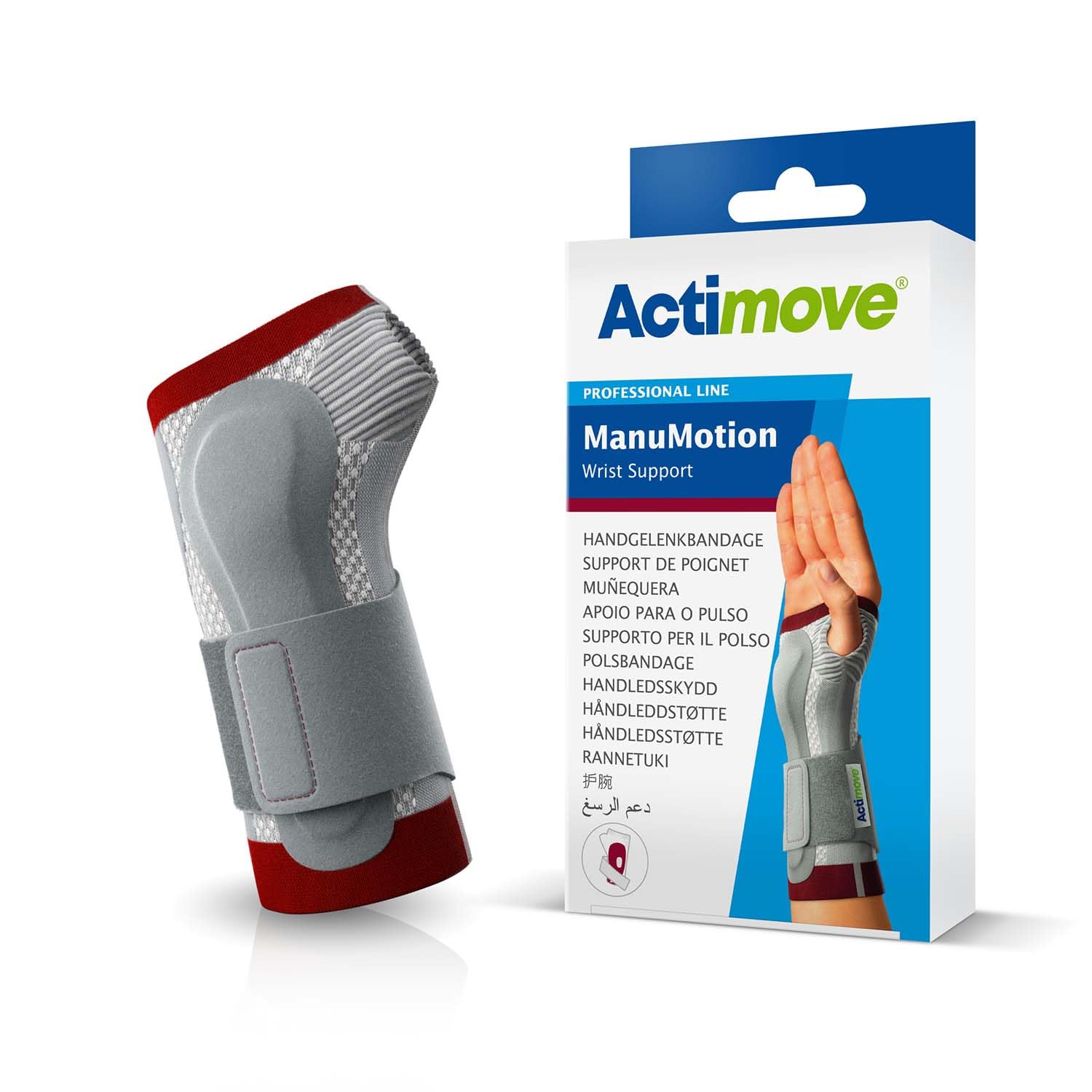 Actimove Professional ManuMotion Wrist Support | Wrist Brace with Thumb Support for Arthrosis, Rheumatoid Arthritis, Sprains, Tendon, Soft Tissue & Ligament Injuries, Postoperative Care | White, Left, X-Small