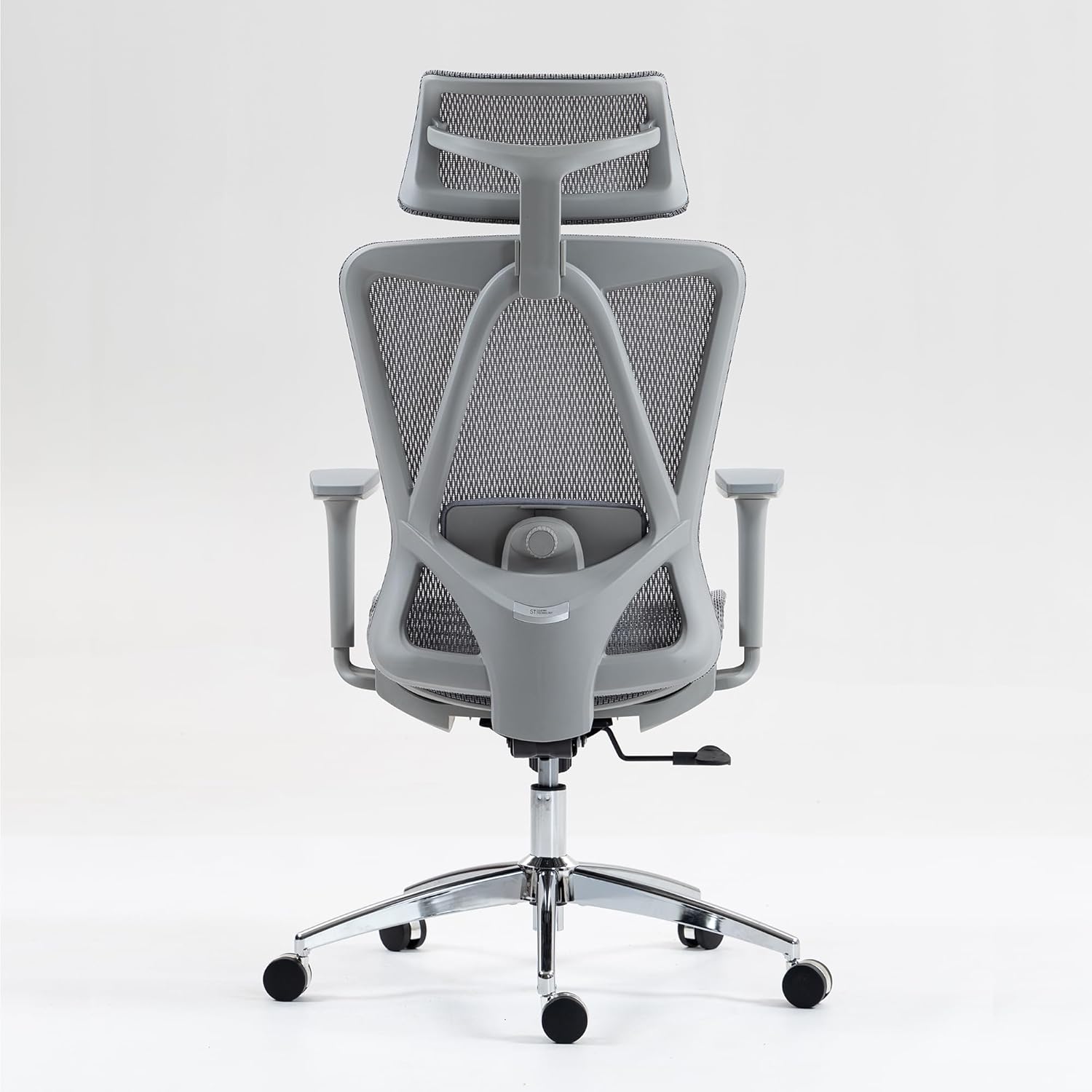 Ergonomic High Back Mesh Office Chair, Adjustable Lumbar Support, 3D Armrests, Headrest, Reclining Desk Chair with W-Shaped Seat (Grey)