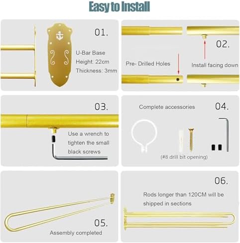 White Room Divider Curtains - U-Shape Privacy Partition with Wall-Mounted Pole for Beauty Salons, Clinics, and Home Use - Hanging Separator Screen (L 200cm/6.5ft)