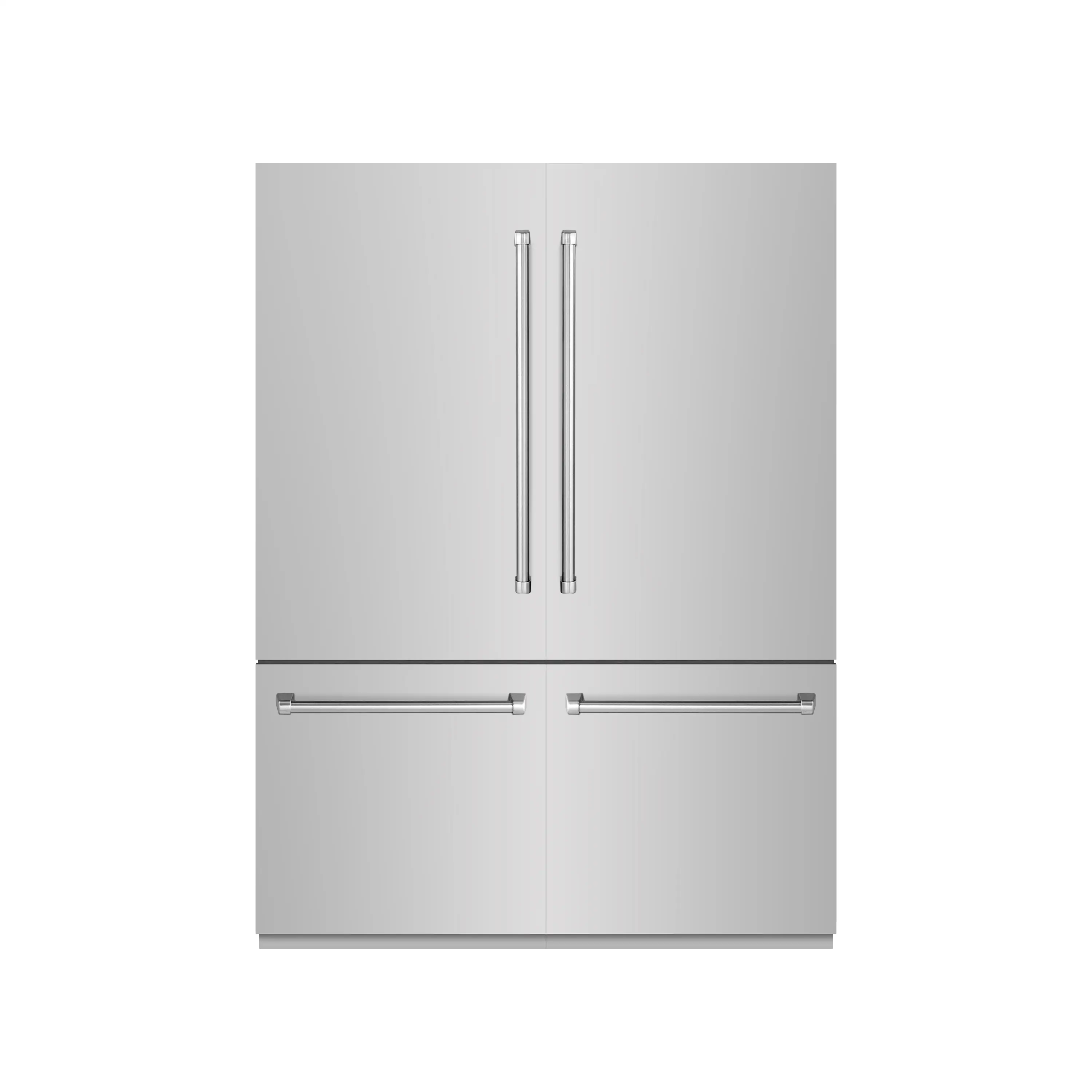 ZLINE 60-Inch 32.2 Cu. Ft. French Door Built-In Bottom Freezer Refrigerator with Water Dispensers and Ice Makers in Stainless Steel with Graphite Gray Interior (GRBIV-304-60)