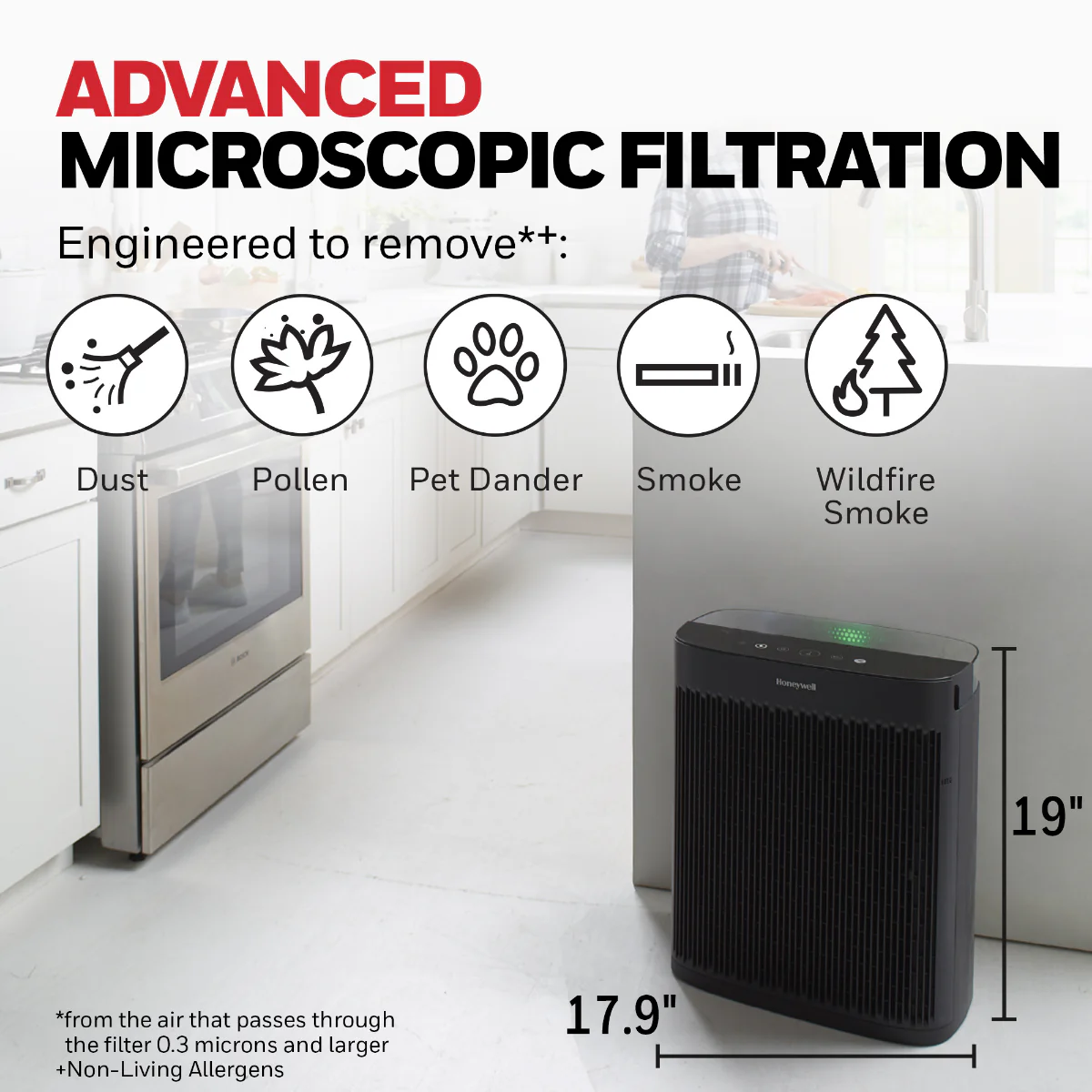Honeywell HPA5200B Allergen+ True HEPA Air Purifier for Smoke, Pollen, and Dust
