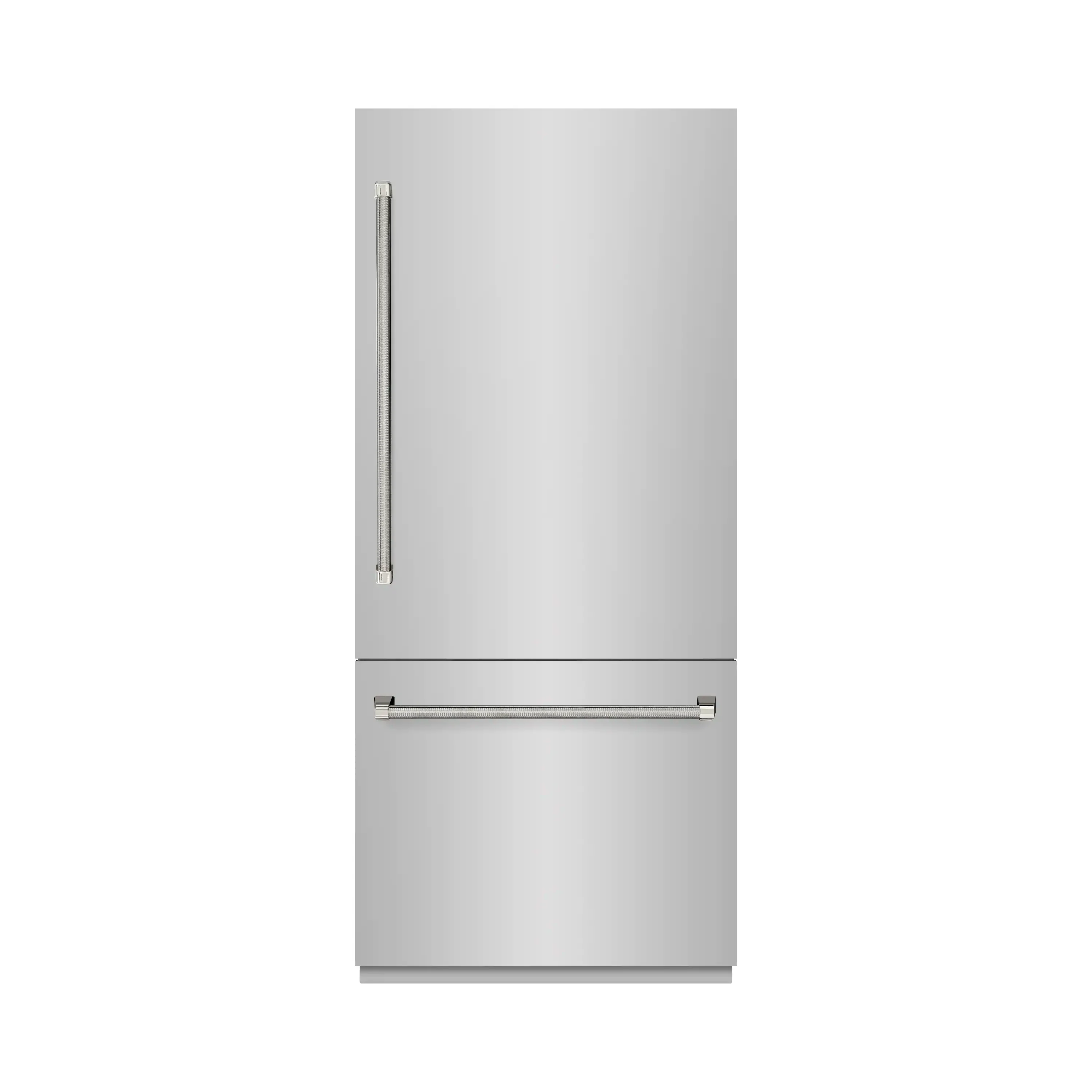 ZLINE Autograph 36-Inch Built-In Refrigerator w/ Gray Interior and Polished Nickel Helix Handles (GRBITZ-30436KPN)