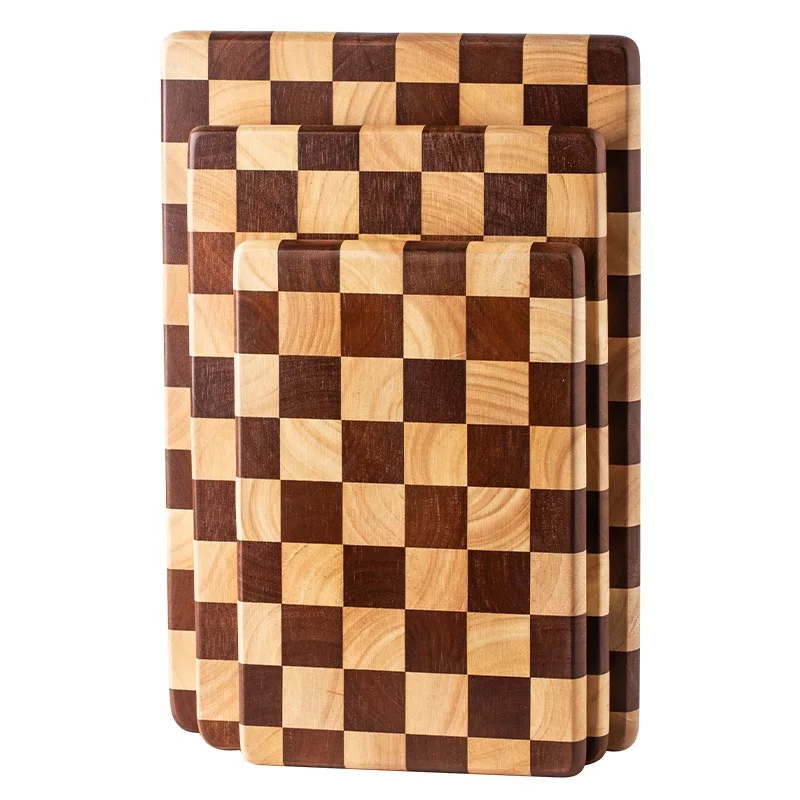 Minimalist Acacia Cutting Board with Checkered Pattern
