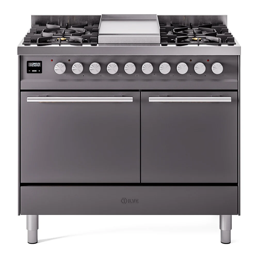 ILVE 40-inch Professional Plus II Dual Fuel Range with Solid Door Oven in Matte Graphite (UPD40FQMPMG)