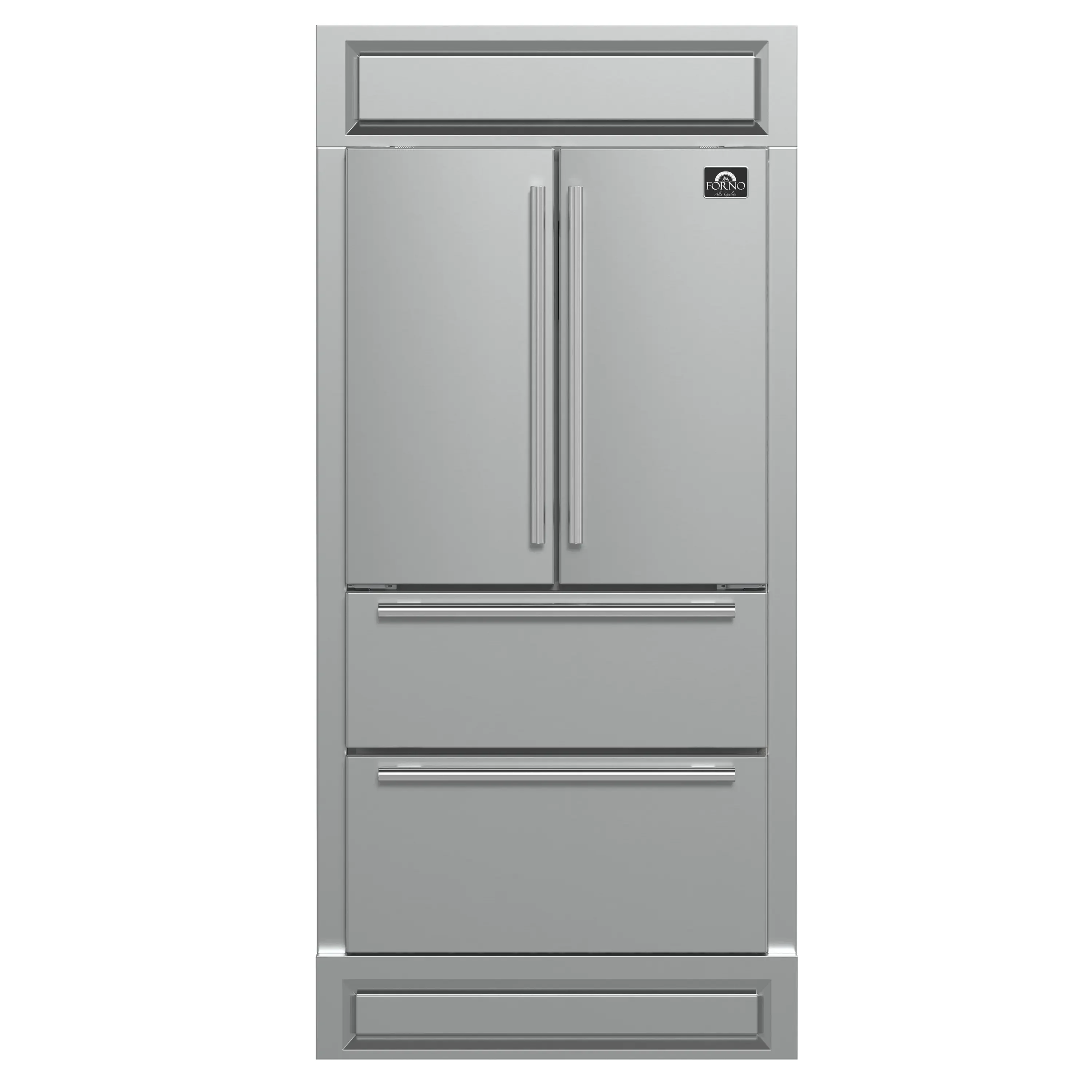 Forno Moena 36-Inch French Door 19.2 cu. ft Refrigerator with Modern Decorative Grille in Stainless Steel (FFRBI1820-40MG)