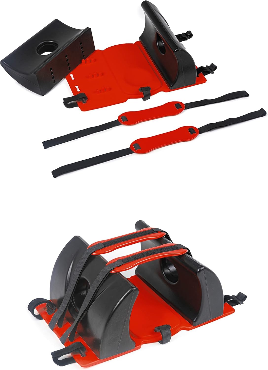 ARS Spine Board Stretcher, First Responder Medical Backboard Head Immobilizer Unit and Spider Straps, EMT Supplies and Equipment for Patient Transfer (Red)