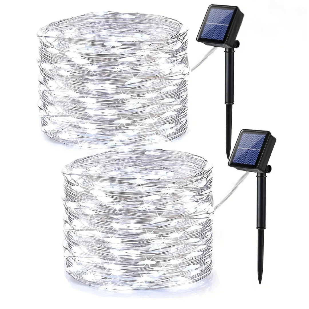 Solar-Powered String Lights Outdoor Orange Purple LED
