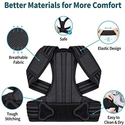 KouRy Adjustable Posture Corrector for Men and Women - Spine and Back Support, Pain Relief for Neck, Back, Shoulders - Easy-to-Wear Brace
