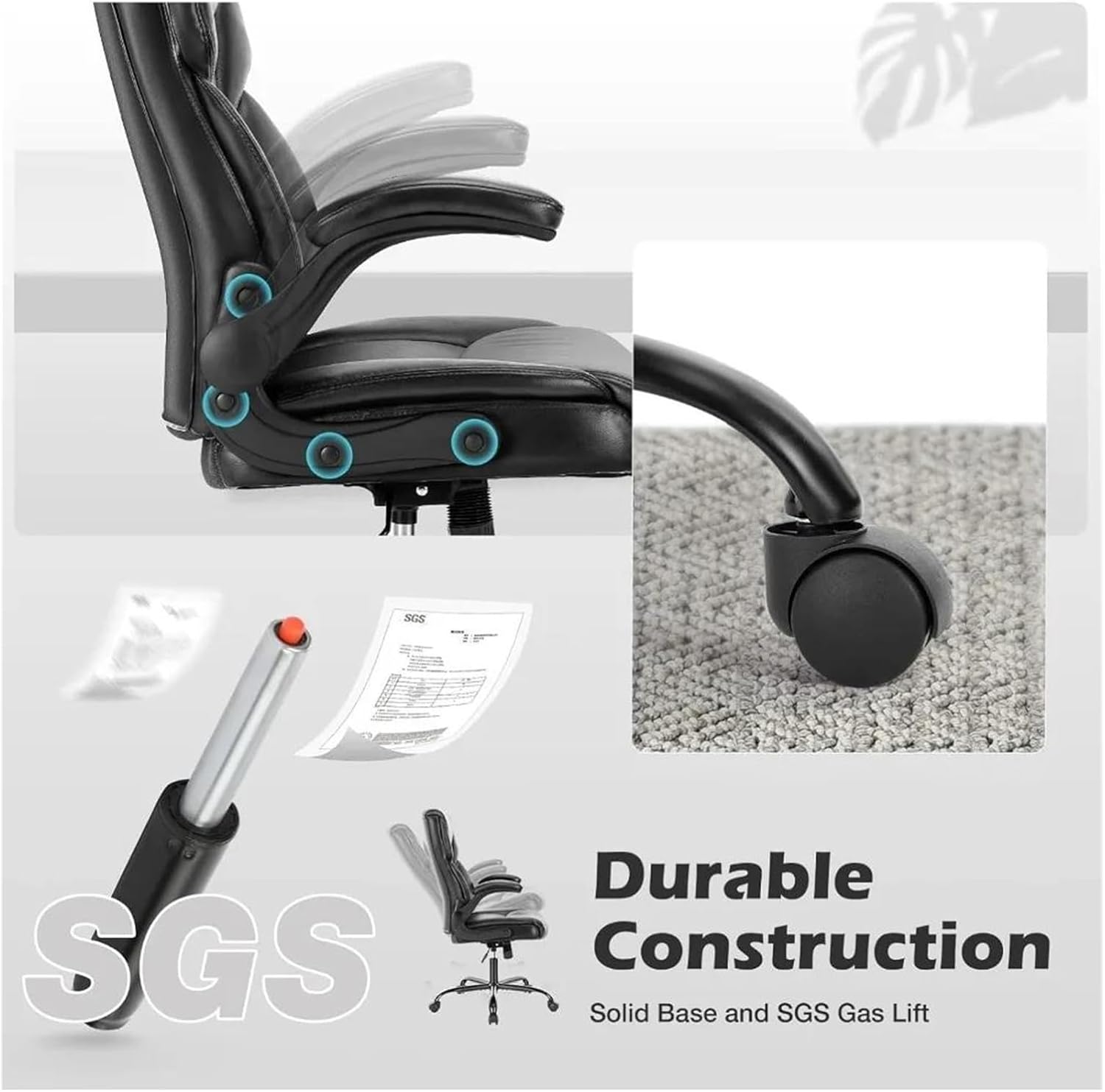 Managerial Chairs, Office Chair – Ergonomic Adjustable Computer Desk Chairs with High Back Flip-Up Armrests Swivel Task Chair with Lumbar Support,Black