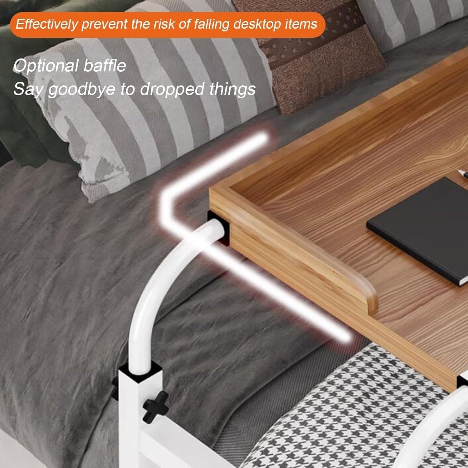 Rolling Overbed Table Mobile Table Food Tray Desk Rolling Medical Table Overbed Swivel Table Long Overbed Table Adjustable Height with Wheels for Laptop Eating Home