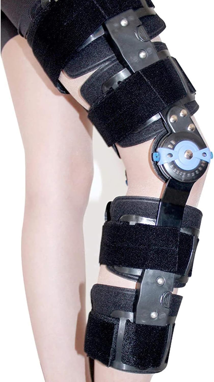 Adjustable Hinged Knee Brace, Knee Support Frame Stabilizer Pad Orthosis Splint Wrap Medical Orthopedic Guard Protector,L