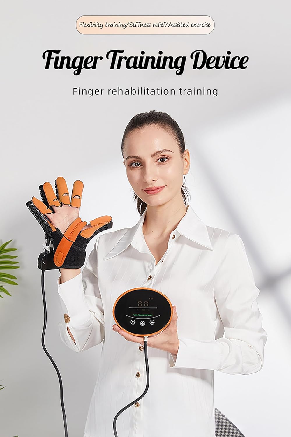 Rehabilitation Robot Gloves, Robot Hand Stroke Glove Finger Trainer for Elderly People, Finger Straightening Splints for Hand Function Recovery