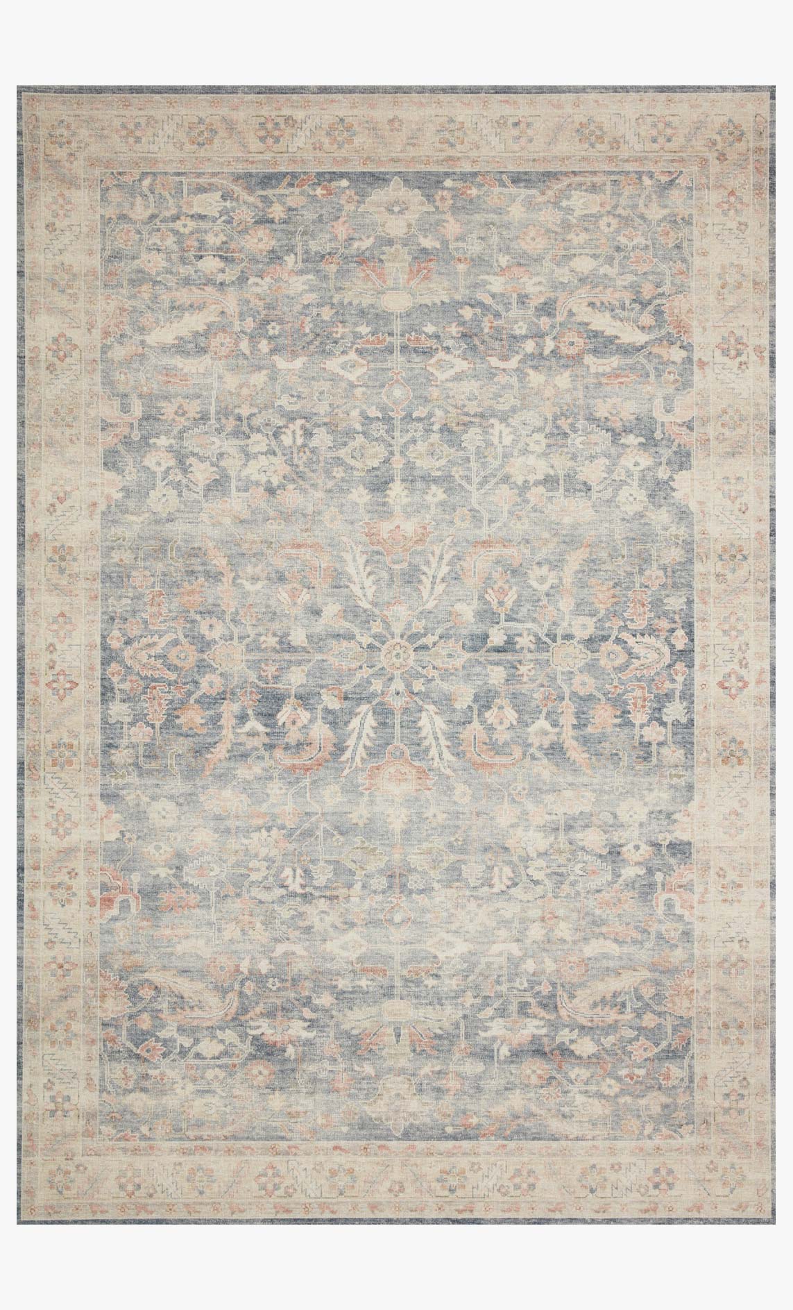 Loloi II Hathaway Collection - Traditional Power Loomed Rug in Denim (HTH-02)