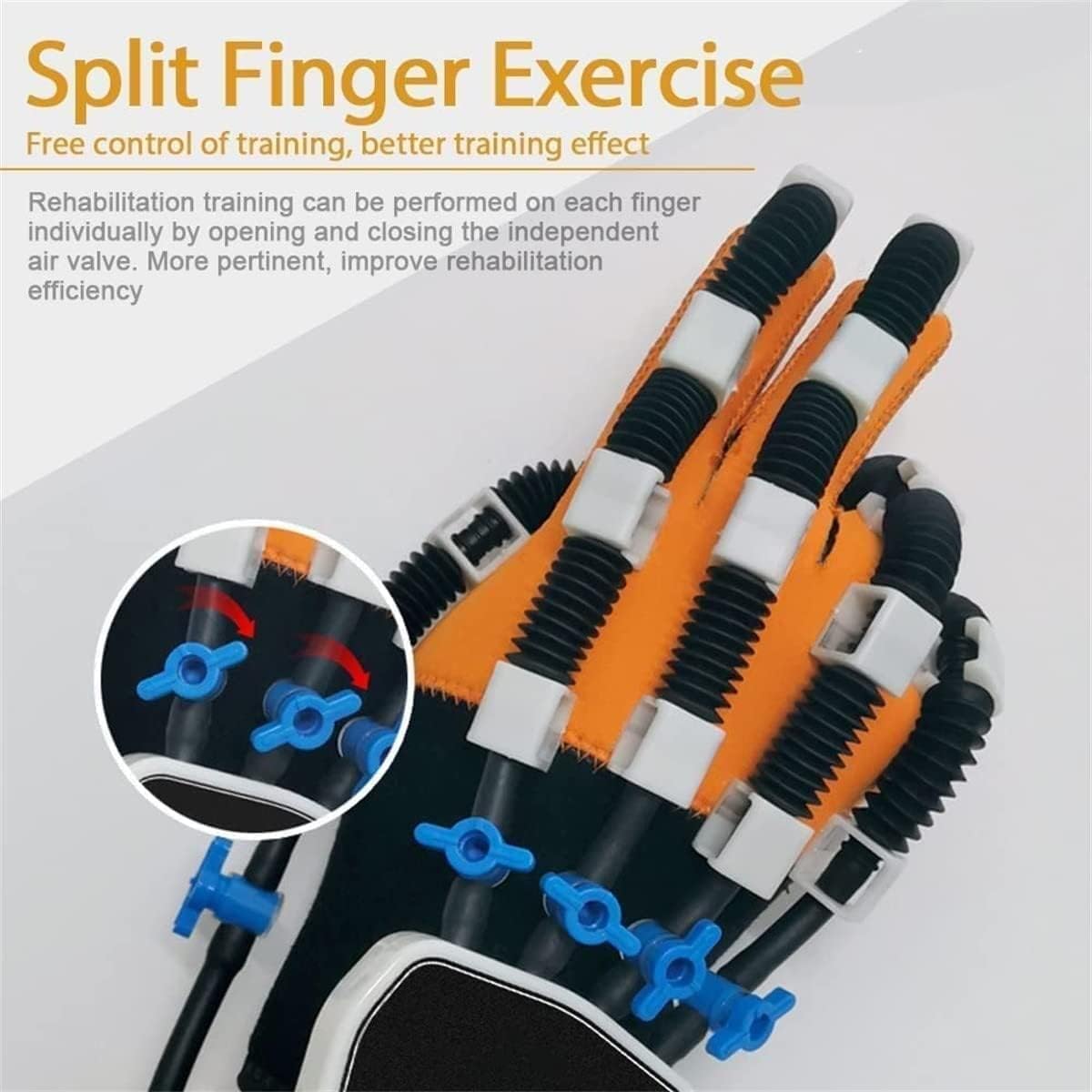 KouRy Rehabilitation Robot Glove, Hand Rehabilitation Device for Stroke Hemiplegia, Hand Function Recovery Finger Trainer, for Patients with Hand Dysfunction (Color : Orange, Size : Lefthand L)
