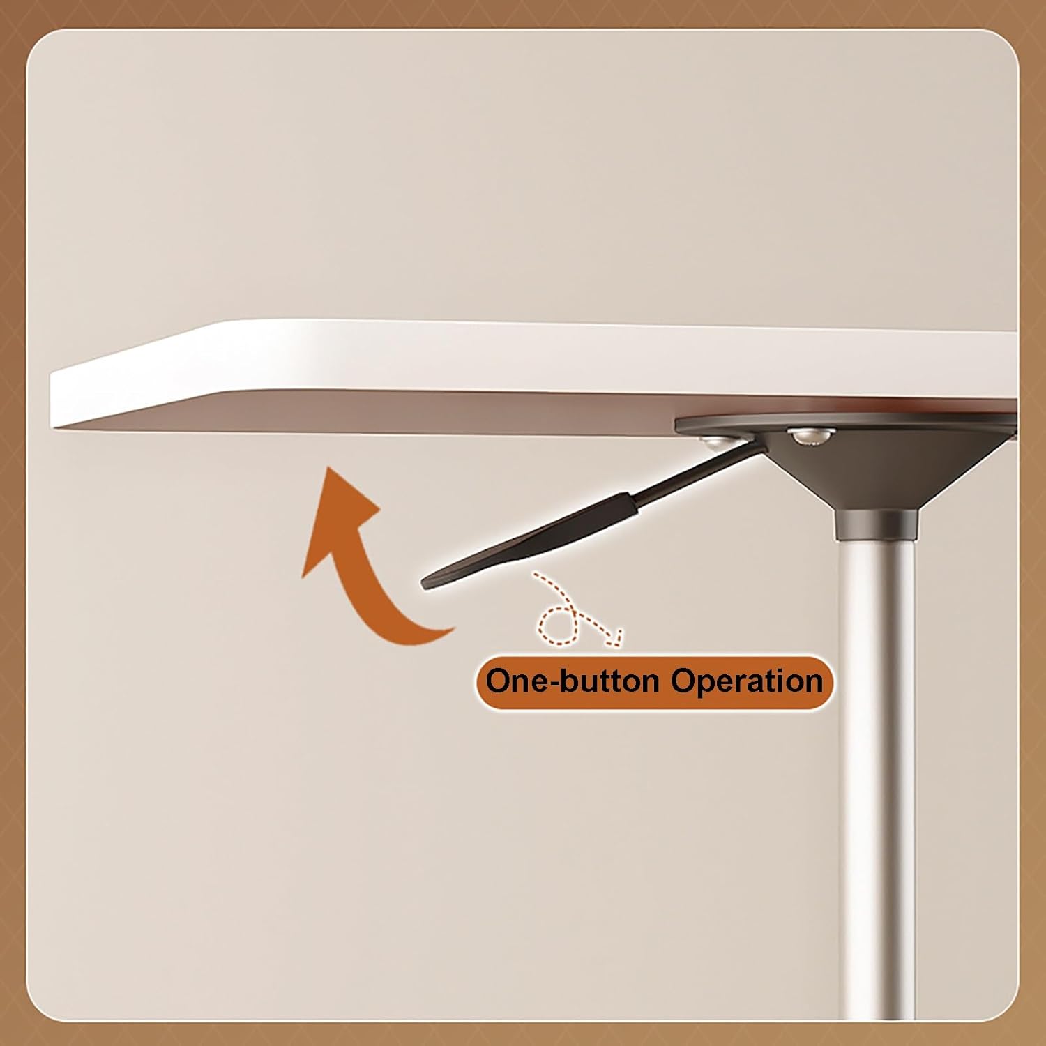 Adjustable Overbed Bedside Table with Wheels, 360° Rotation Pneumatic Mobile Standing Desk, Rolling Computer Cart Hospital Home Use(Black,109cm/42.9in)