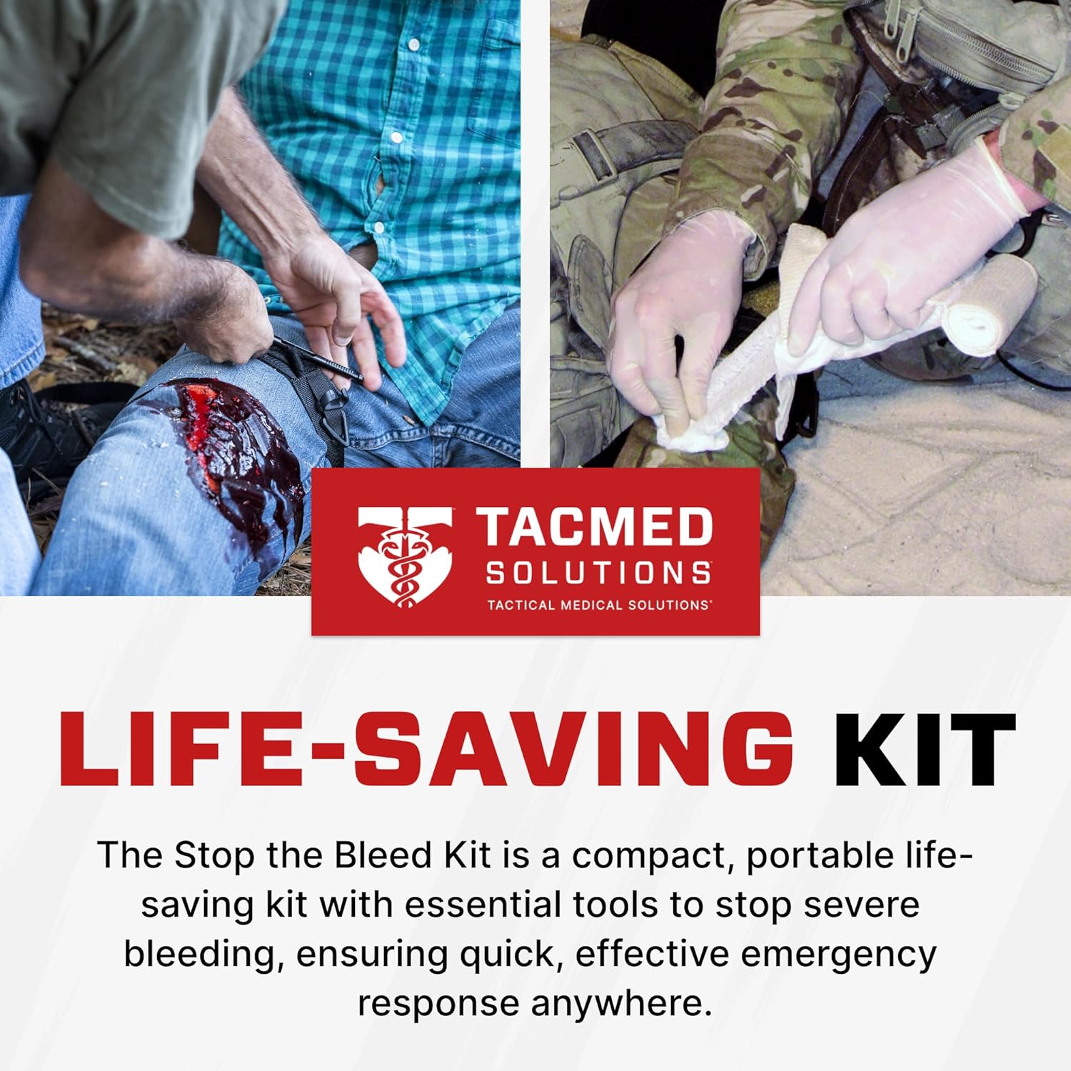 TacMed Solutions Stop The Bleed Kit – Basic Bleeding Control Black Nylon Pouch, Compact, Easy-to-Use Hemorrhage Control Kit, Emergency First Aid with Tourniquet and Emergency Bandage