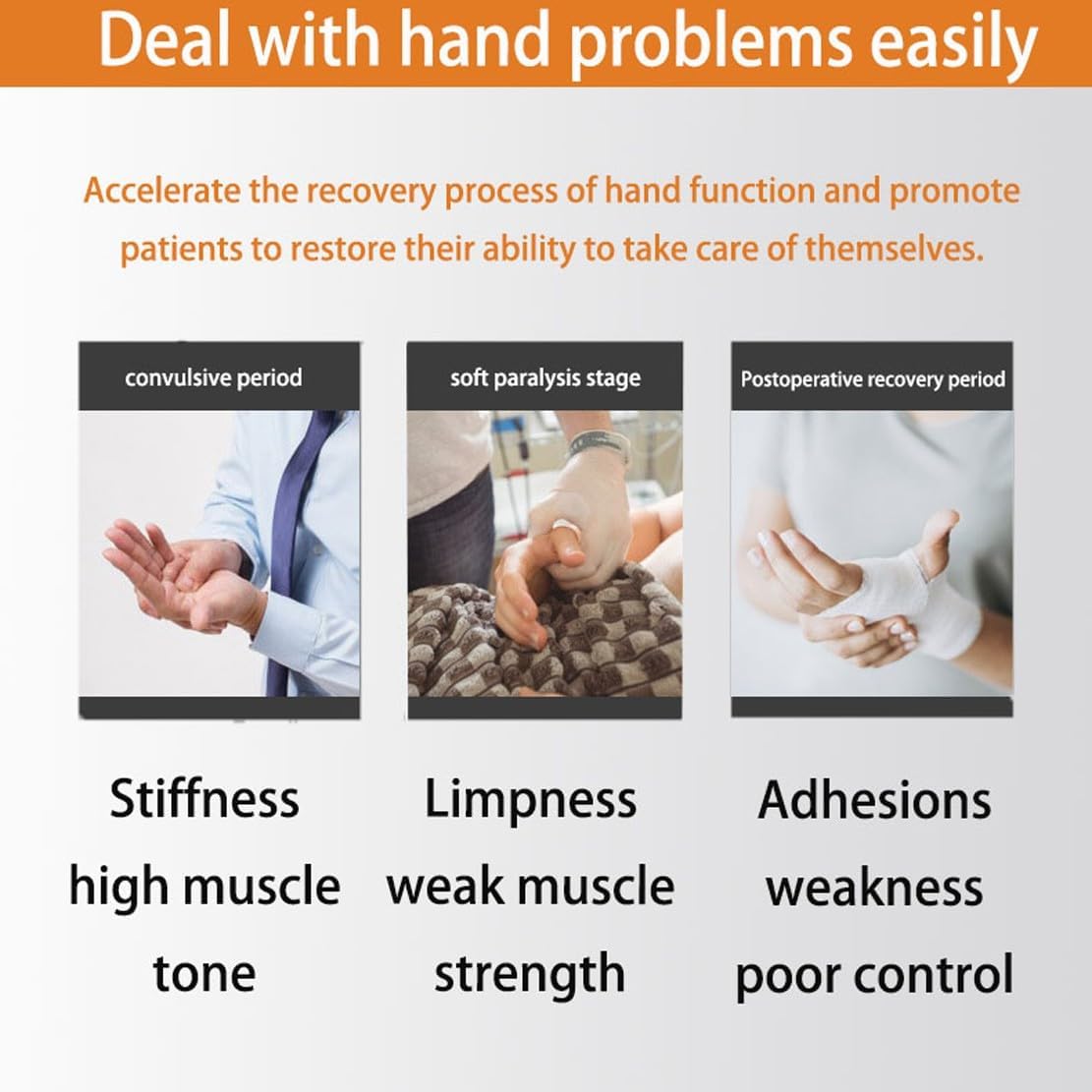 Finger Rehabilitation Trainer Robot Gloves, Multi-Modal Stroke Hemiplegia Rehabilitation Training Equipment, Light Finger Straightening Brace Guard Protector(A,Left Hand XL)