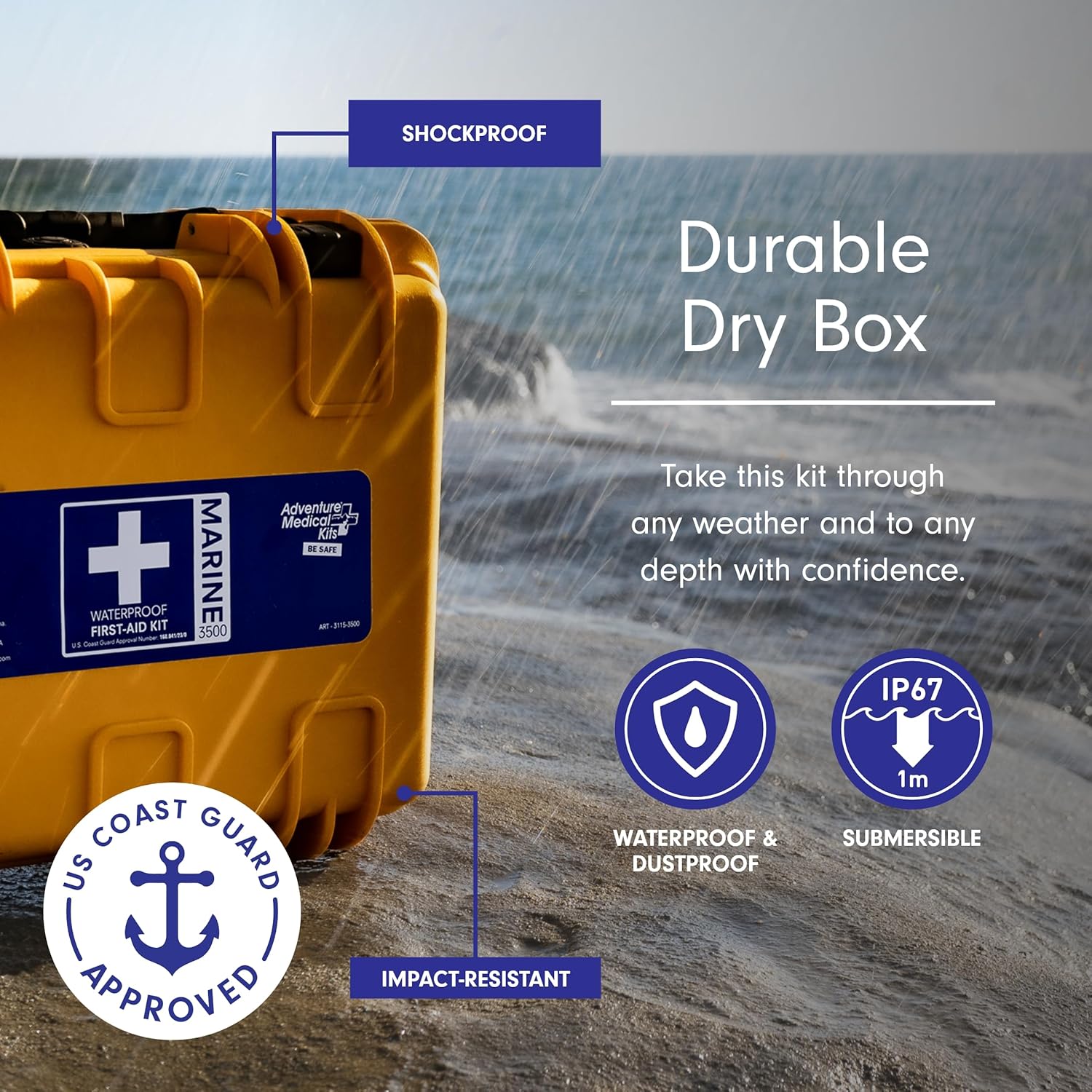 Adventure Medical Kits Marine Series Medical Kit - 3500 - Boat First Aid Kit For Large Crews 24 Hours From Care - Includes Emergency Medical Supplies Like Bandages, Medicine, Guide Book & More