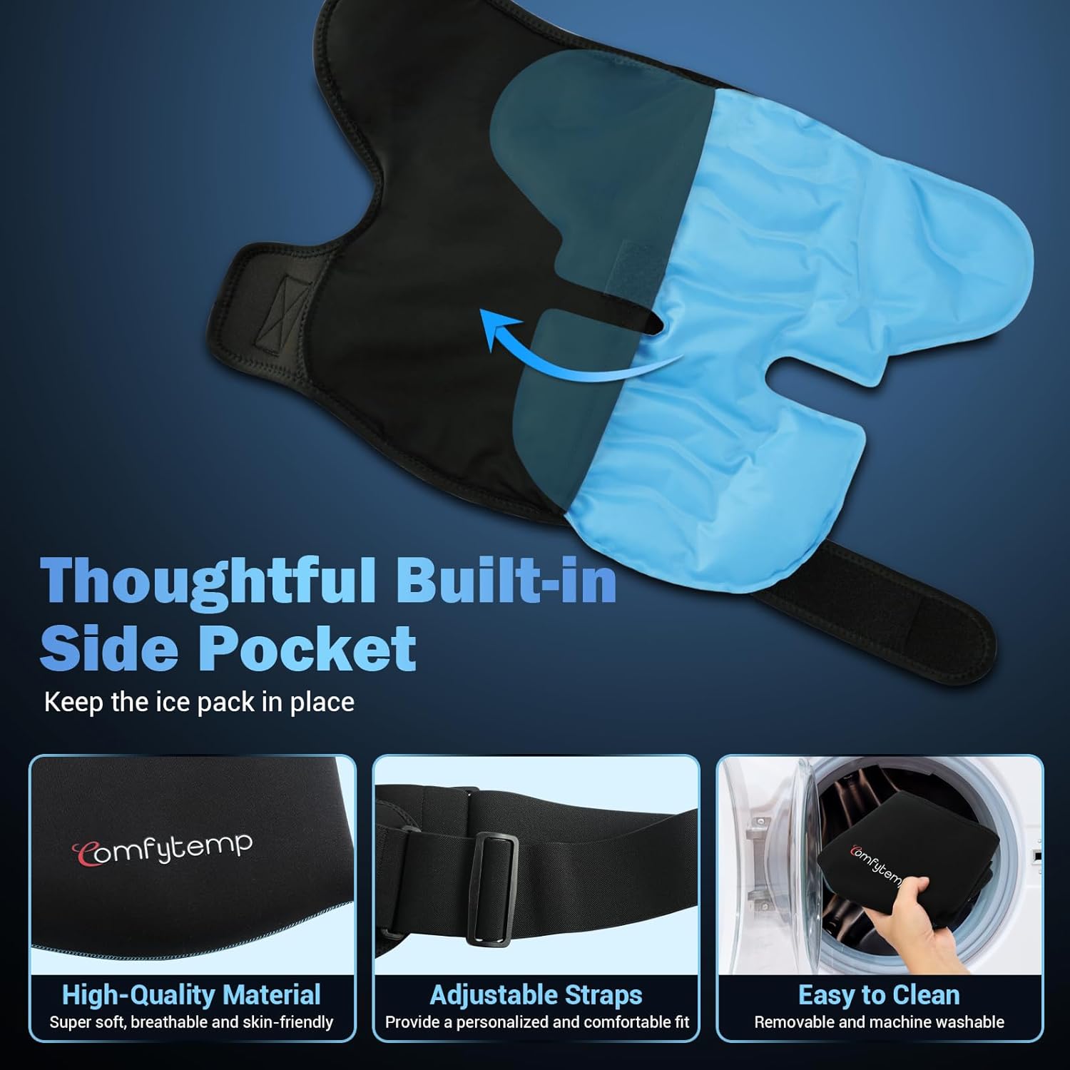 Comfytemp Shoulder Ice Pack Wrap and Full Ankle Foot Ice Pack for Injuries, FSA HSA Eligible, Hot & Cold Compression