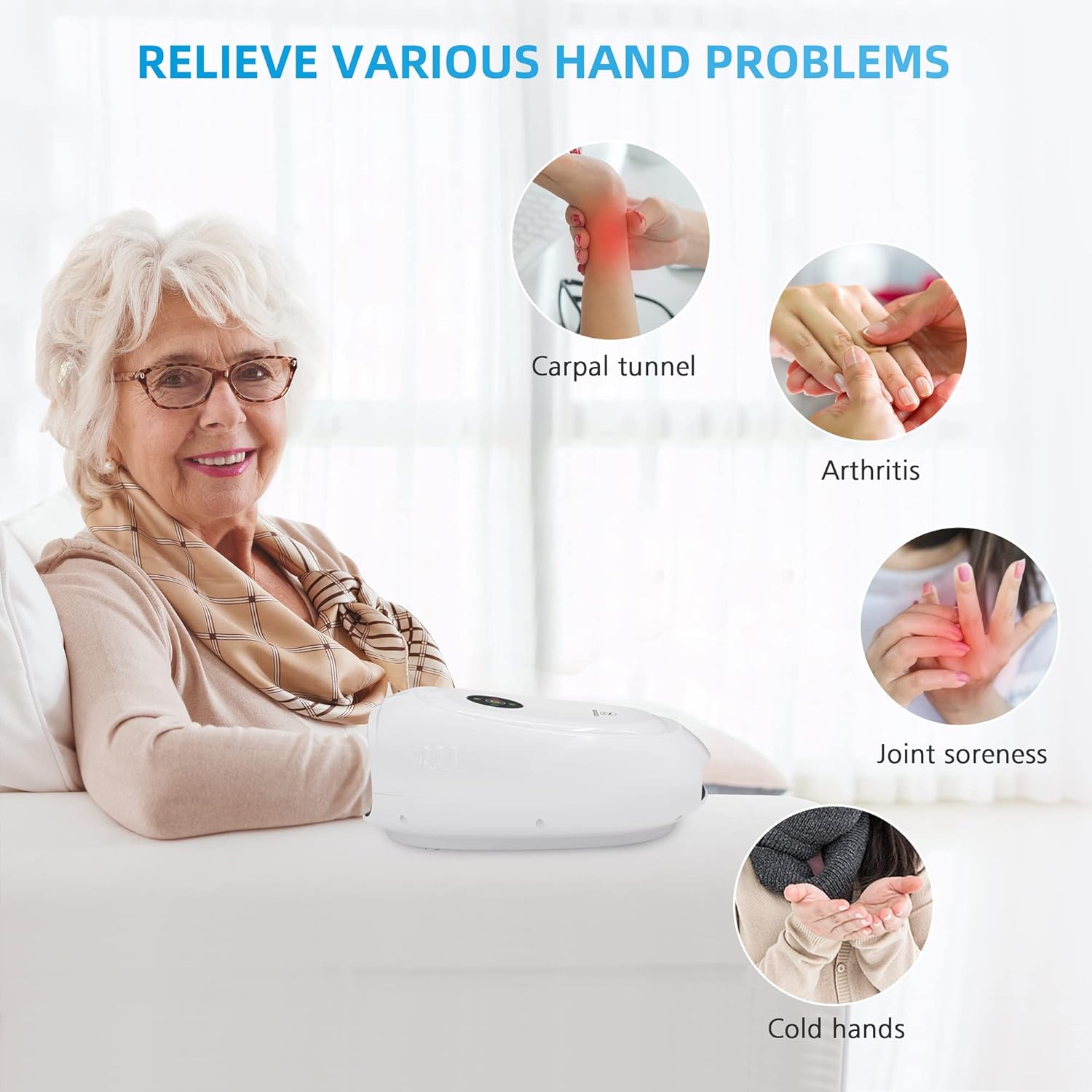 COMFIER Hand Massager with Heat and Compression, FSA Eligible HSA Eligible Cordless Hand Massager for Arthritis and Carpal Tunnel, Gifts for Mom, Dads, Women and Men