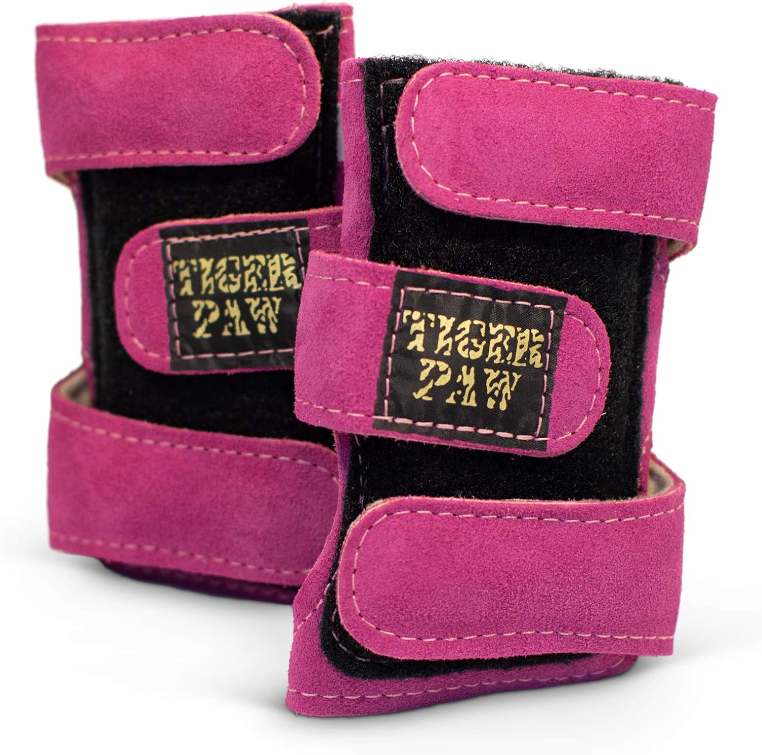 Tiger Paw Authentic Gymnastics Wrist Supports (Sold in Pairs)- Original Competition-Grade Gymnastics Wrist Guards, Wrist Support Braces, Adjustable, Made in USA Hand Wraps (Fuchisa)