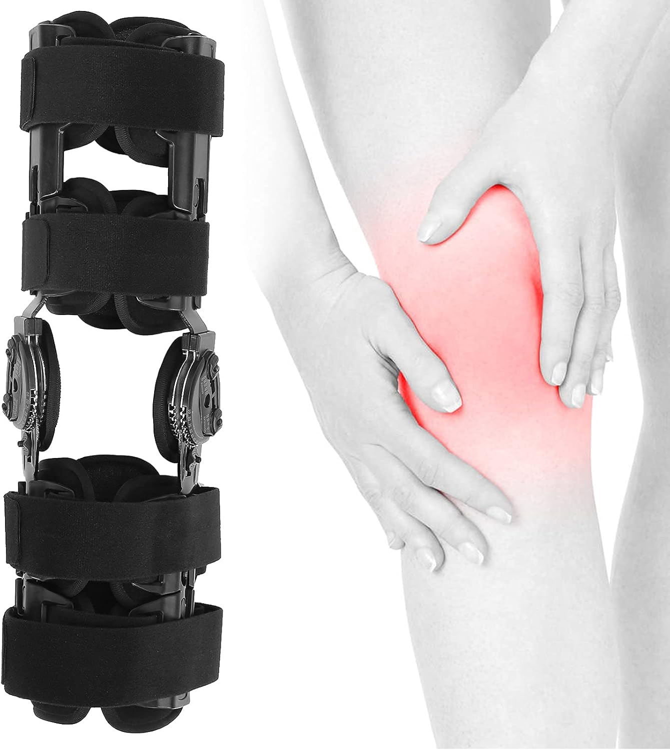 Leg Brace, Knee Brace Adjustable and Breathable Hinged Knee Brace Knee Splint Injury - Orthosis Stabilizer Hinged Immobilizer for Knee Sprain Ligament