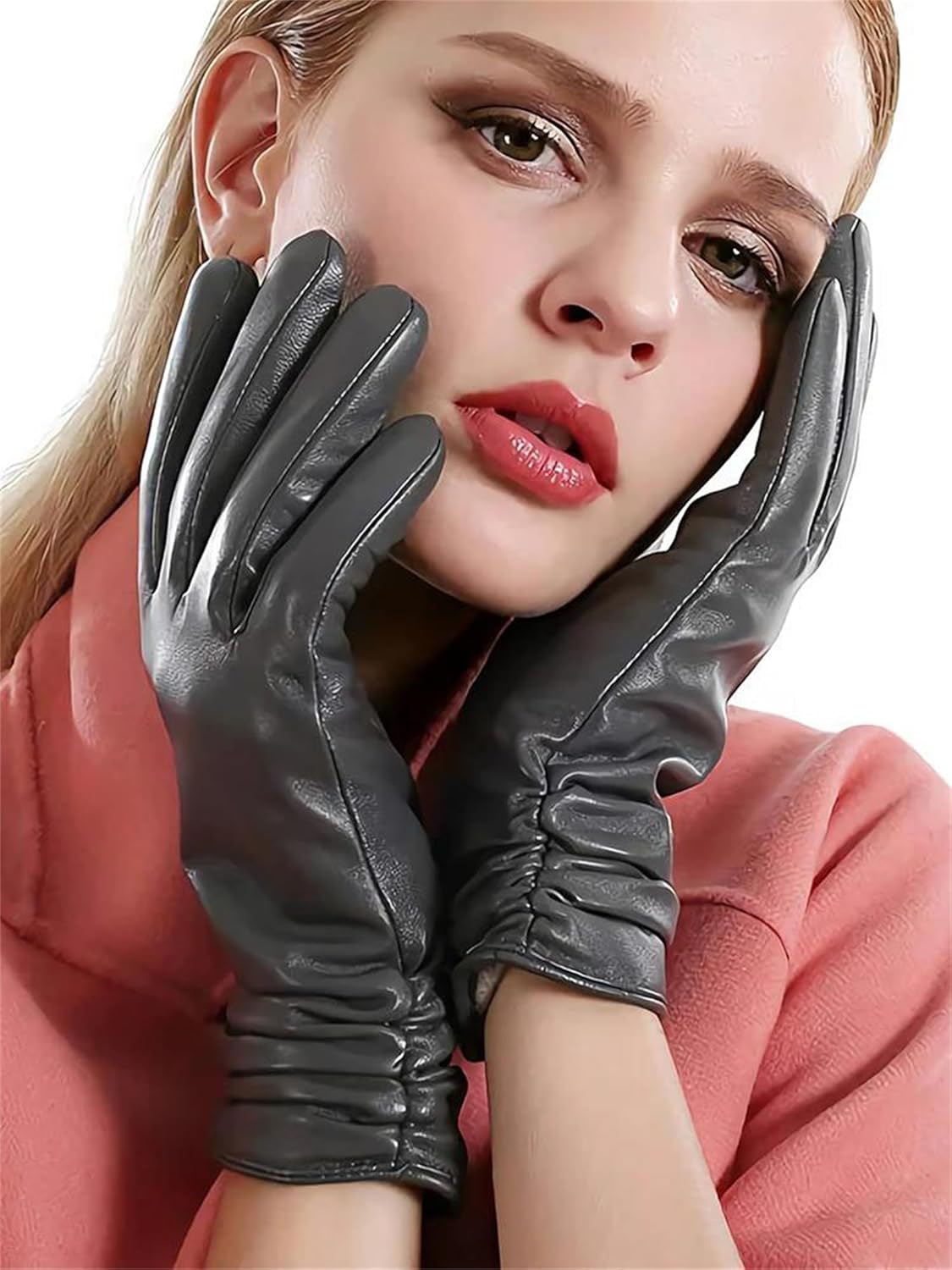 Women's Driving Gloves Simple Thin Design With A Warm Interior And Touchscreen Capability For Short Wrist Cold Weather Use