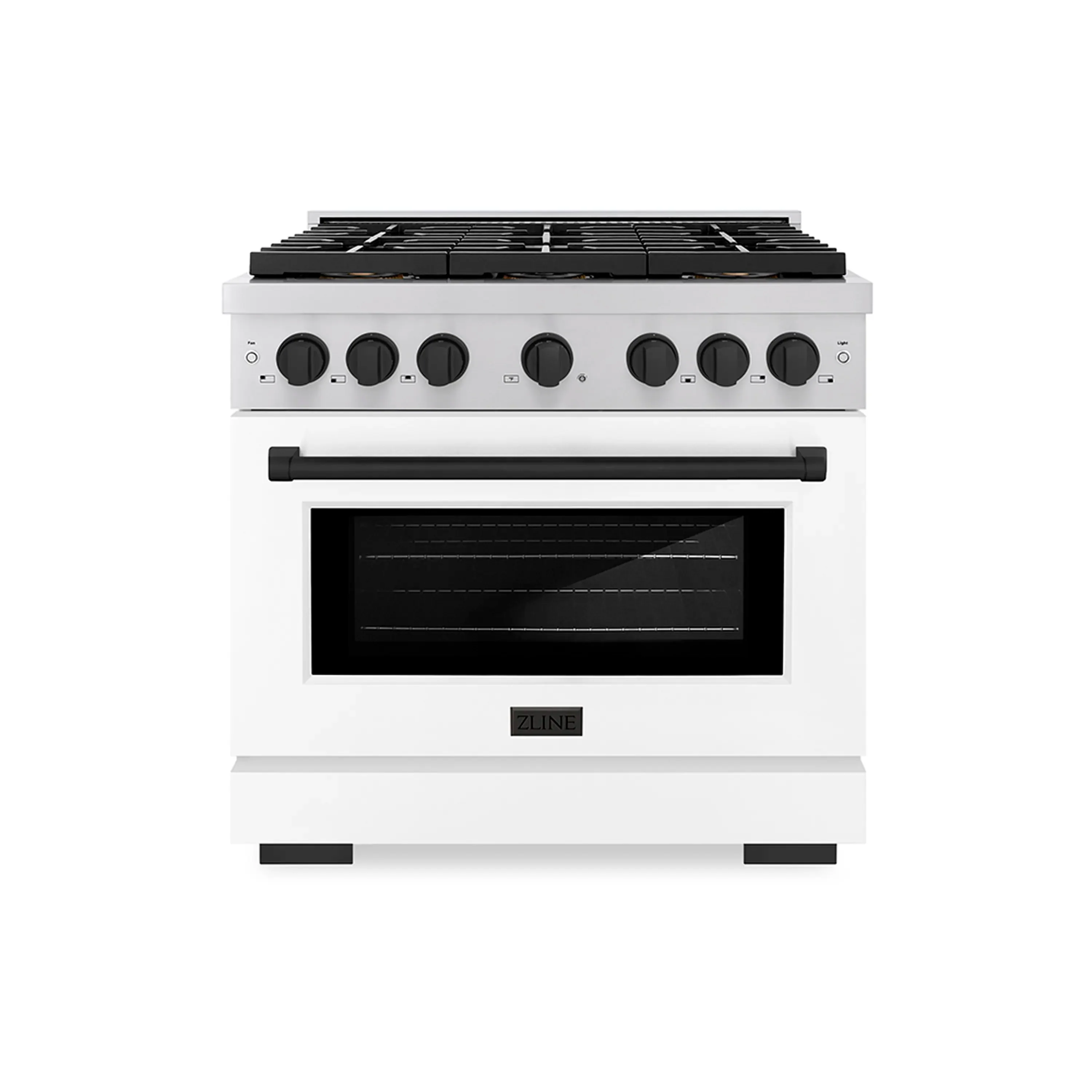 ZLINE Autograph Edition 36-Inch 5.2 cu. ft. Paramount Gas Range with 6 Burner DuoPro鈩?Cooktop and Convection Gas Oven with White Matte Door and Matte Black Accents (PSGRZ-WM-36-MB)