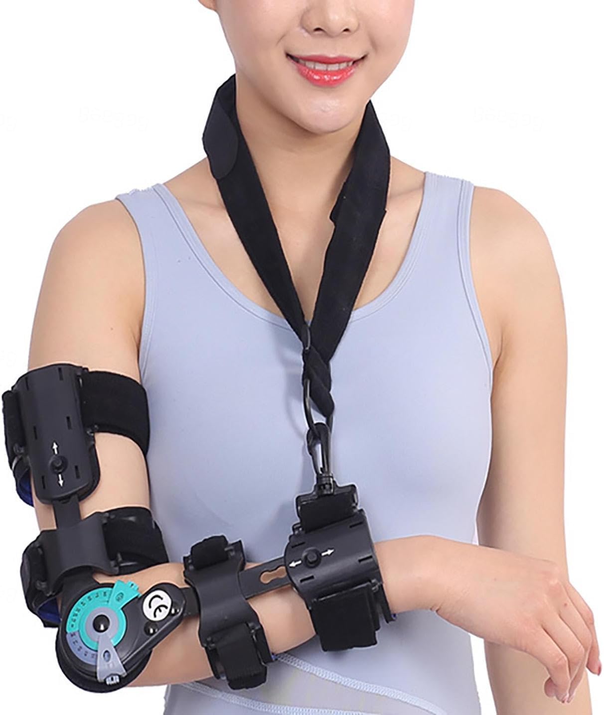 Hinged ROM Elbow Brace Elbow Support| Adjustable Post OP Elbow Brace| Joint Arthritis Pain Relief|Arm Injury Recovery Support After Surgery| Tennis Elbow Golfer’s Elbow Bursitis,Right