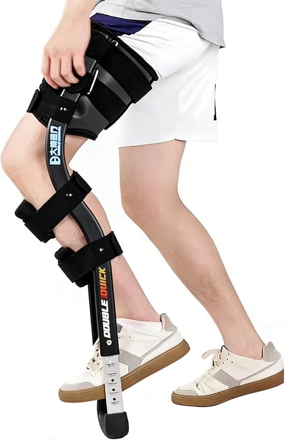 Single Leg Walker Assist, Painless Knee Crutch, Hand Fr-ee Knee Crutches for Broken Legs and Sprained Ankles, Supports Up to 220 LBs Assisted Walking Trainer