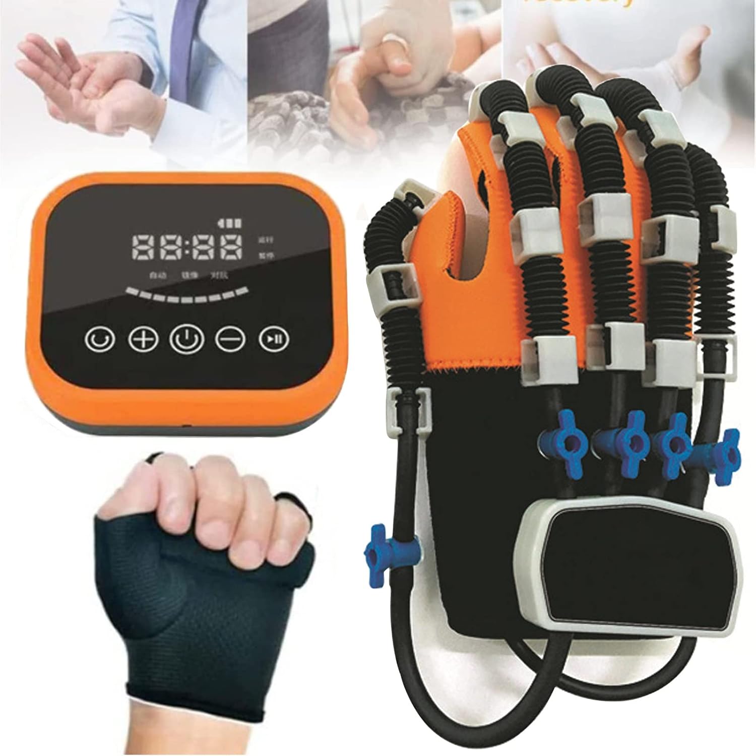 Hemiplegia Finger Rehabilitation Trainer Robot Gloves, Stroke Hemiplegia Rehabilitation Training Equipment, Finger Straightening Brace Guard Protector, for Patients with Hand Dysfunction