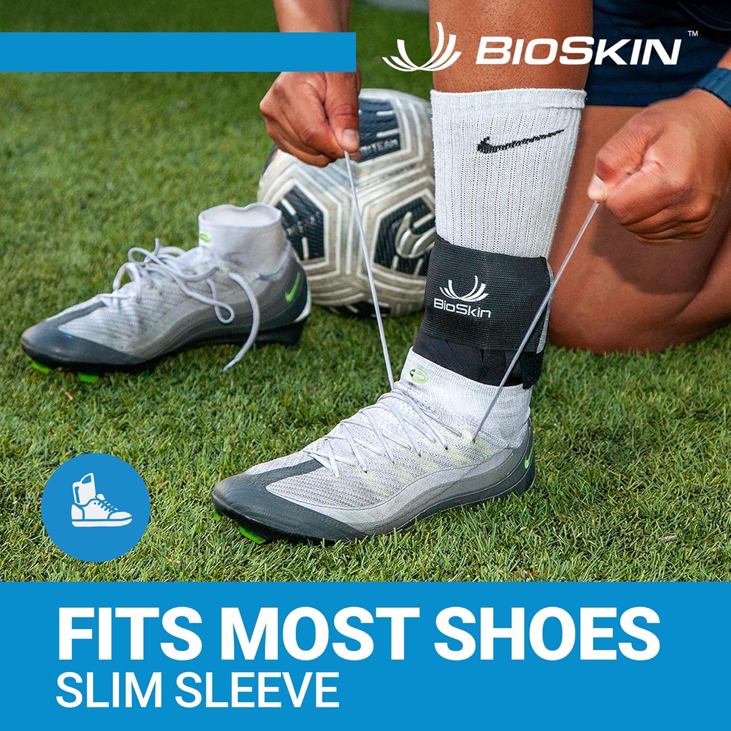 BioSkin TriLok Ankle Brace - Sprained Ankle & Plantar Fasciitis Support, Figure-8 Stabilizer with FootLok Arch-Lift, Women & Men, Fits in Most Shoes, Lightweight & Hypoallergenic, HSA/FSA, Small